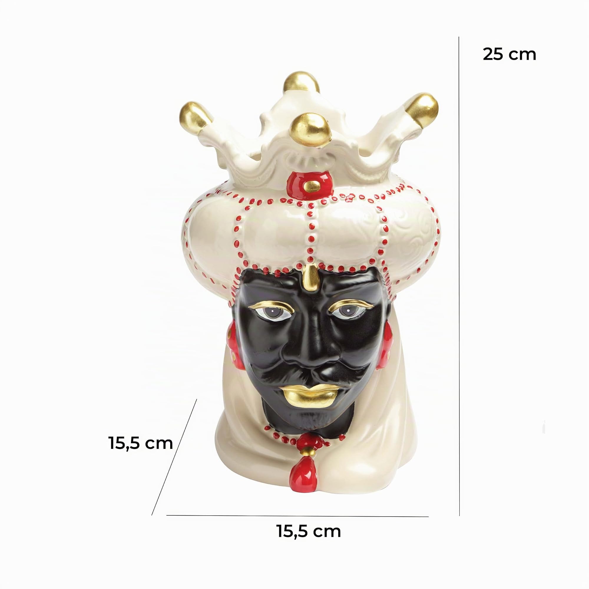 Baroni Re Volto Scuro testa di moro vaso ceramica 25 cm
