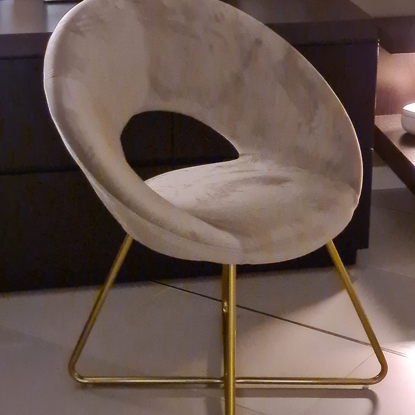 Baroni Home Poltrona Bibi Moon Beige Velluto 71x59x84 Portata 200kg