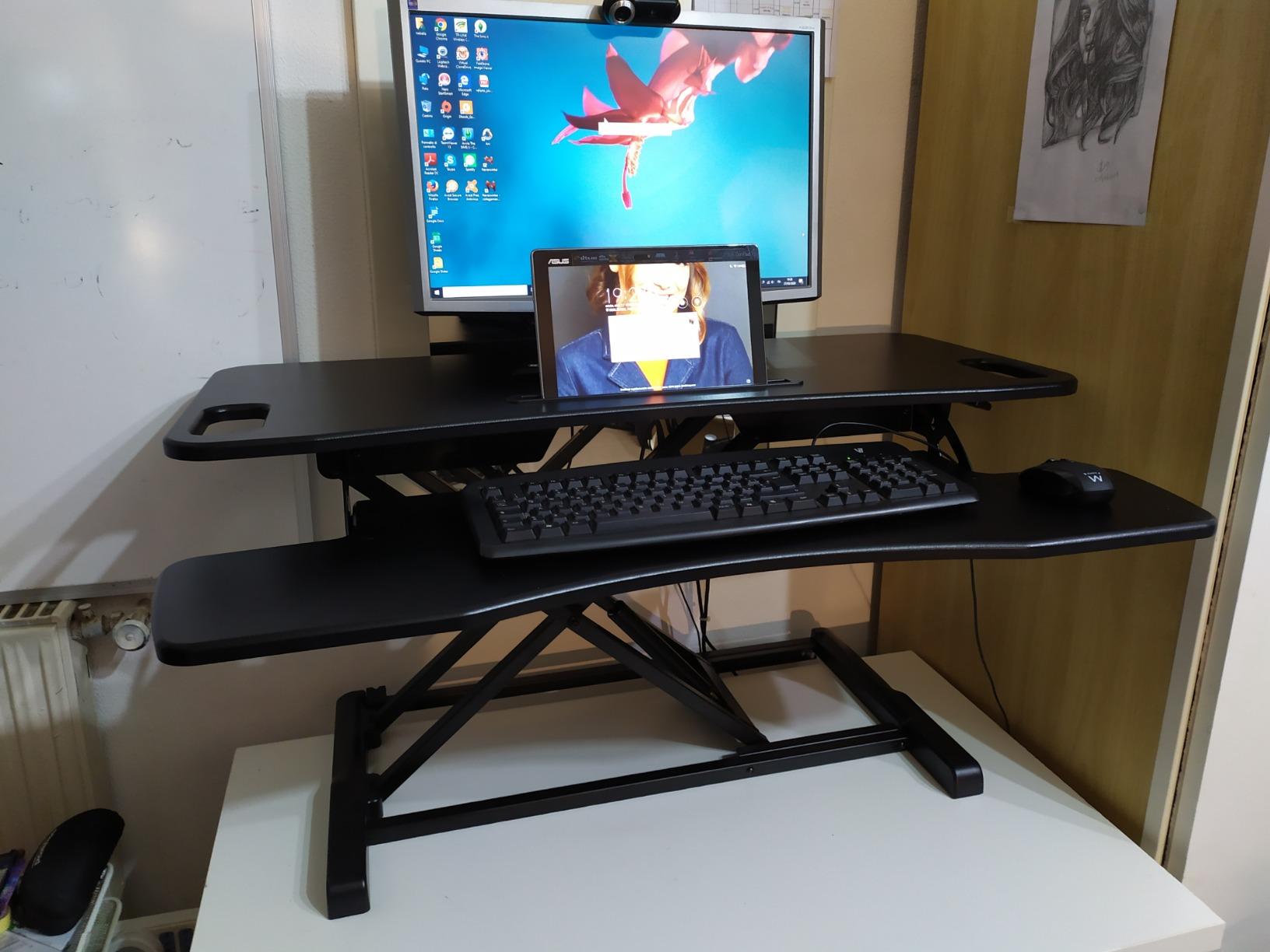 bonVIVO Scrivania Regolabile Sit Stand Nera da PC Ufficio