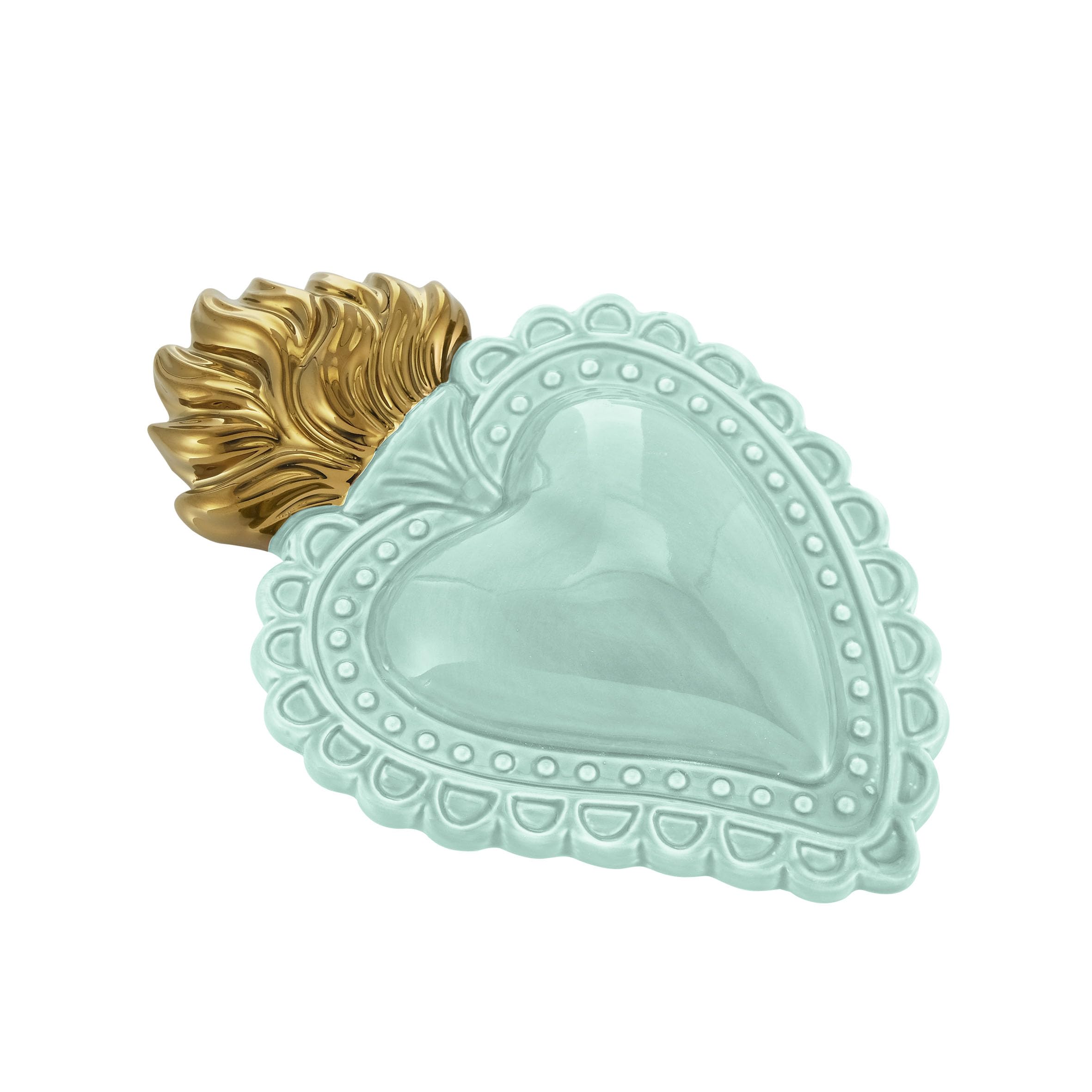Baroni Home Cuore Sacro Ex-Voto Ceramica Panna 16x11 cm