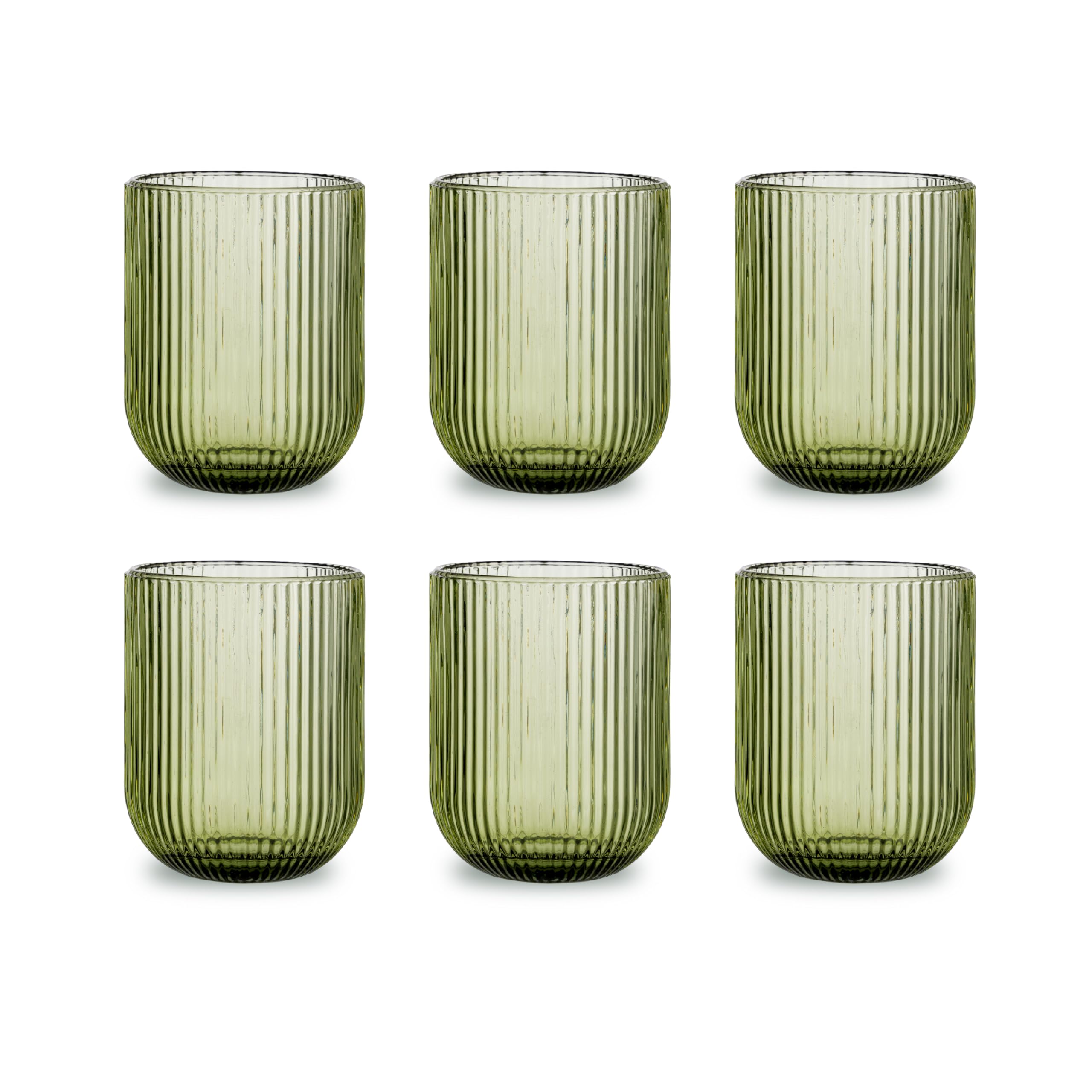 Baroni Home Set 6 Bicchieri Vetro Verde Righe 30 CL 8x8x10