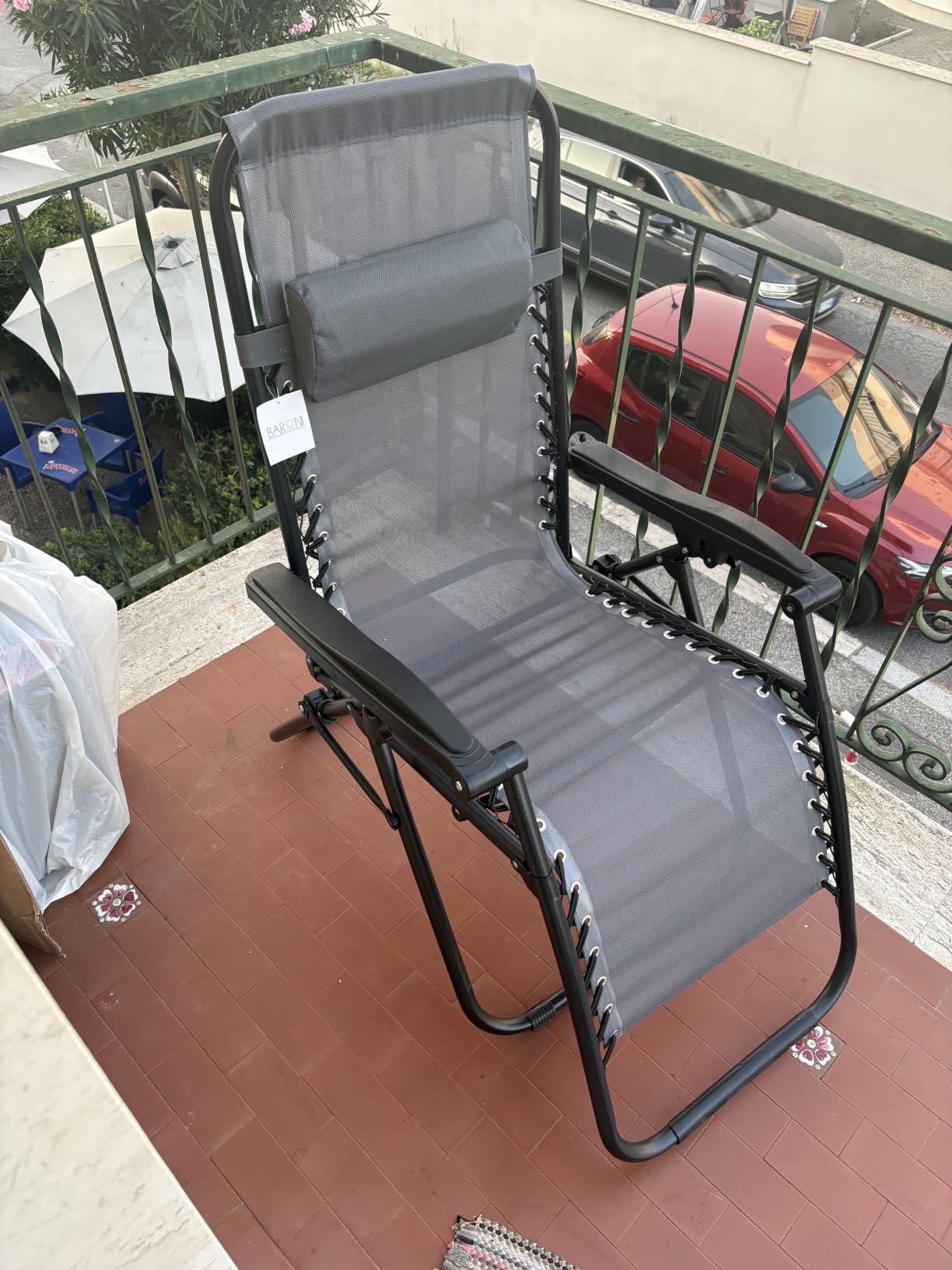 Baroni Home sdraio zero gravity pieghevole giardino nero