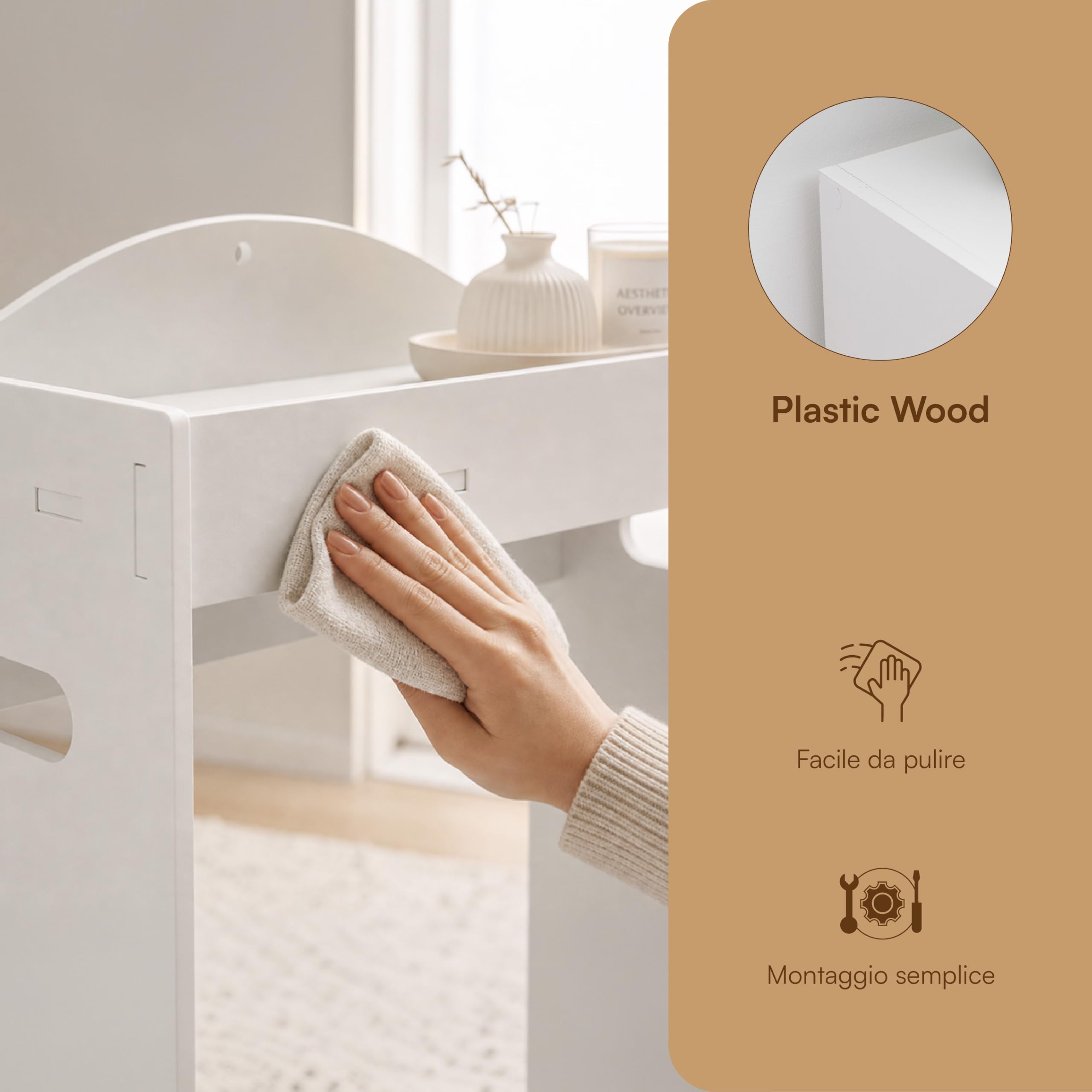 Baroni Home Mobile Sopra WC 1 Ripiano 48x20x90 cm Plastic Wood