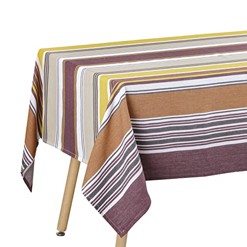 Baroni Home Tovaglia a righe cotone bordeaux 145x245 cm