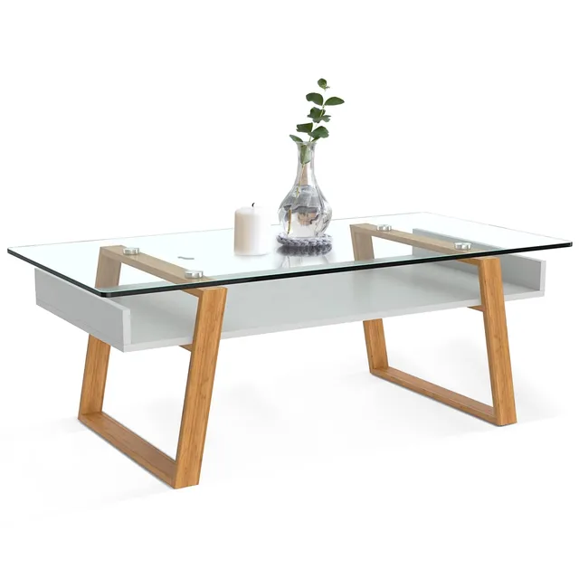 bonVIVO Donatella Scrivania Piccola Bianco H 40 cm Vetro