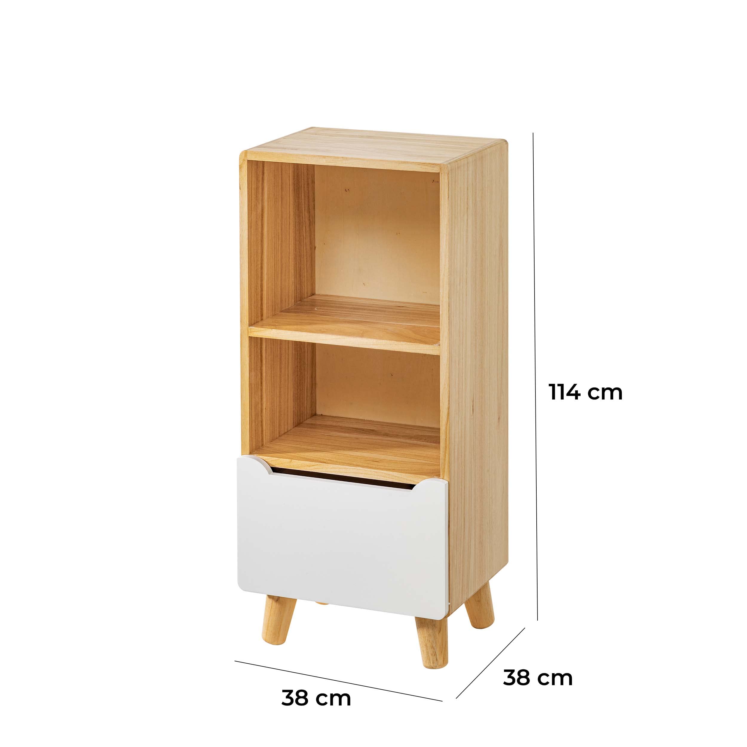Baroni Home scaffale legno bianco con cassetto 38x38x114 cm