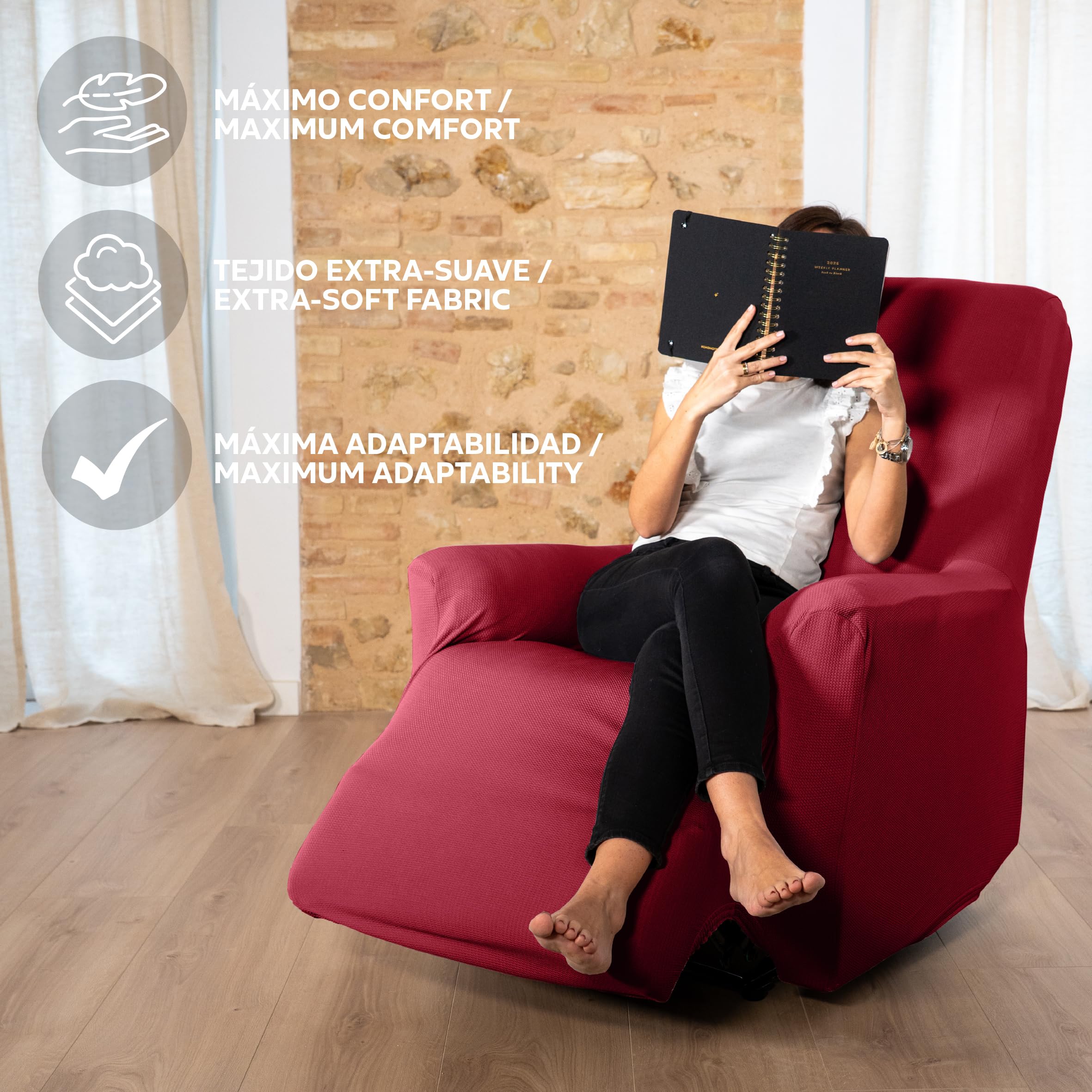 Textilhome Teide Copripoltrona Relax Rosso 1 Posto Antigraffio