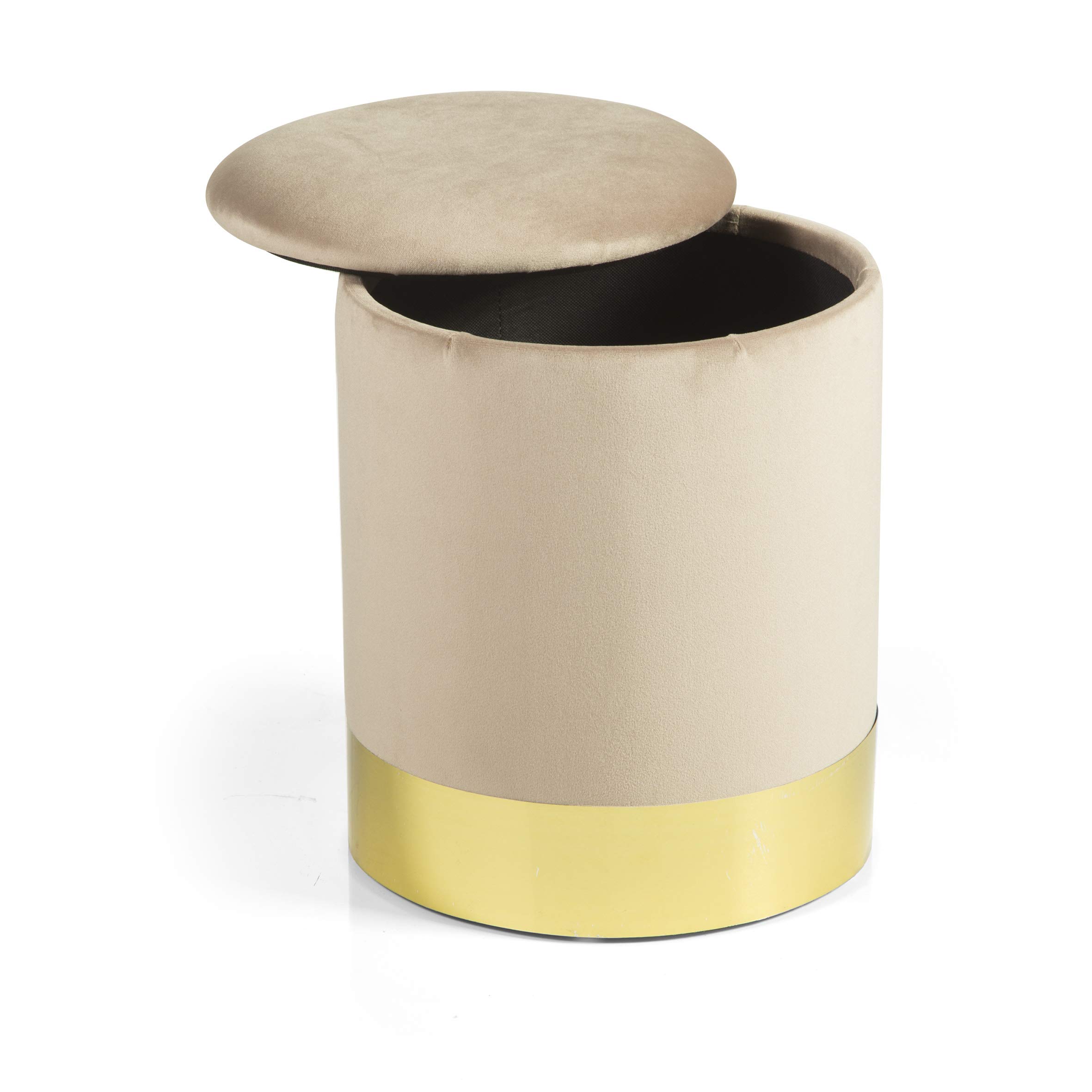 Baroni Home Pouf Contenitore Velluto Nocciola 31x31x39 cm