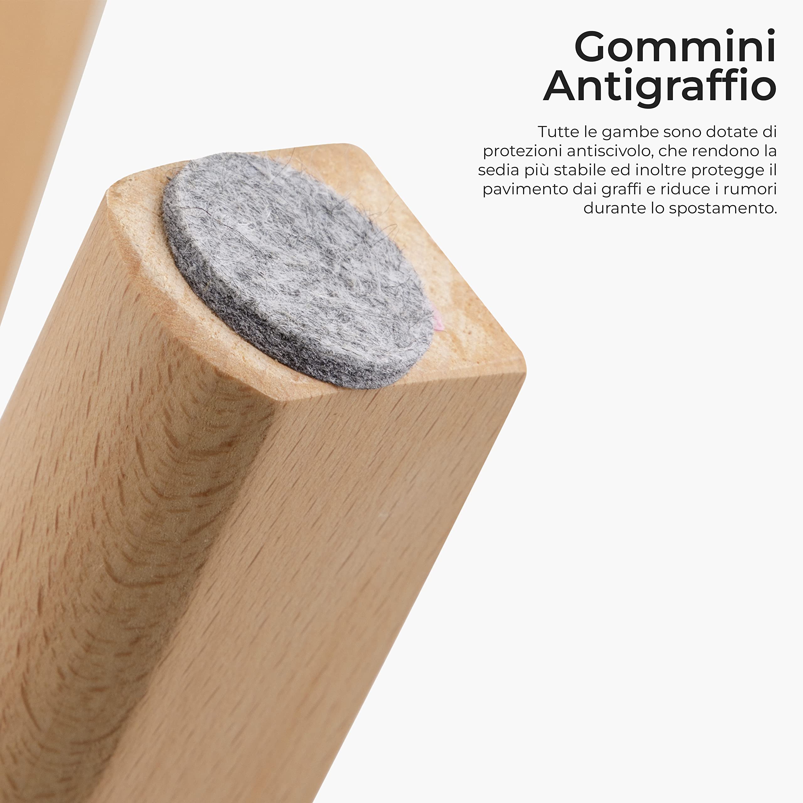 Baroni Home sedia grigia 1 pezzo gambe legno