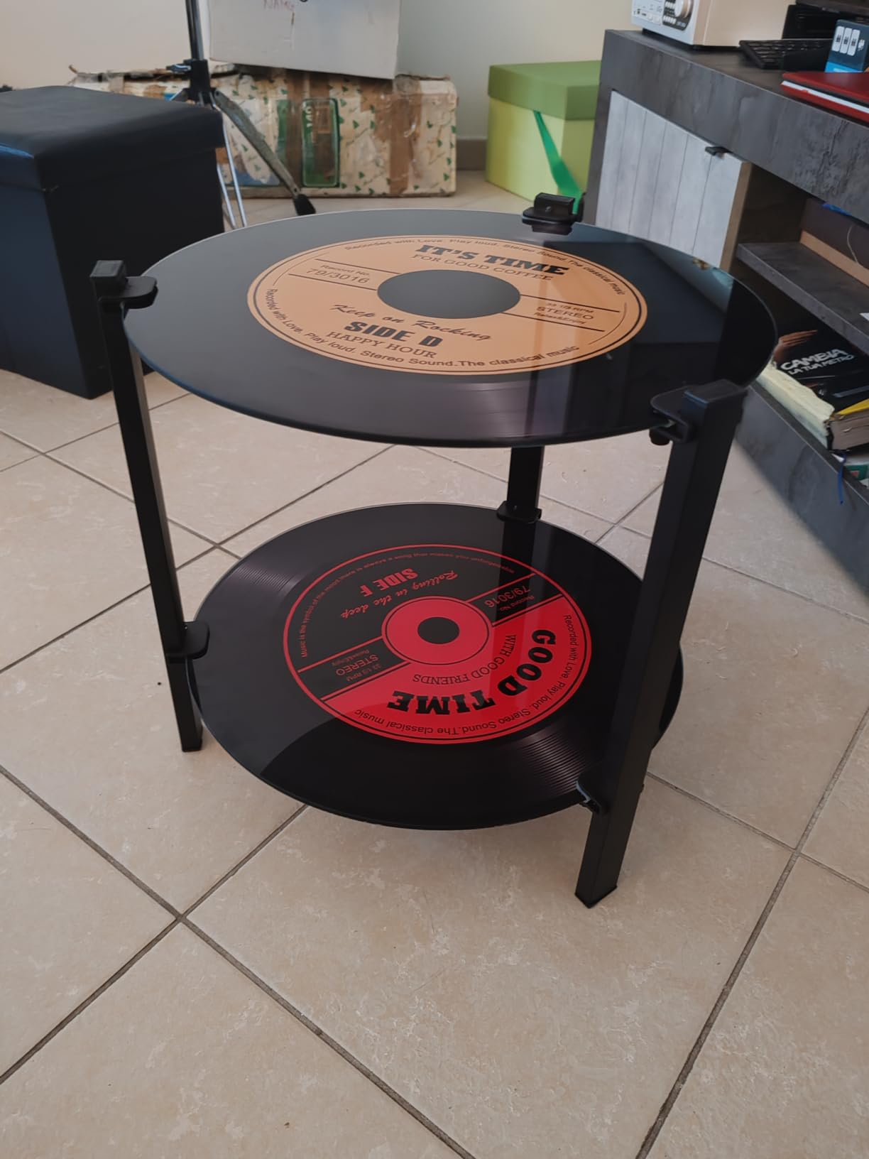 Baroni Home tavolino vetro Biliardo 42x42x40 cm soggiorno
