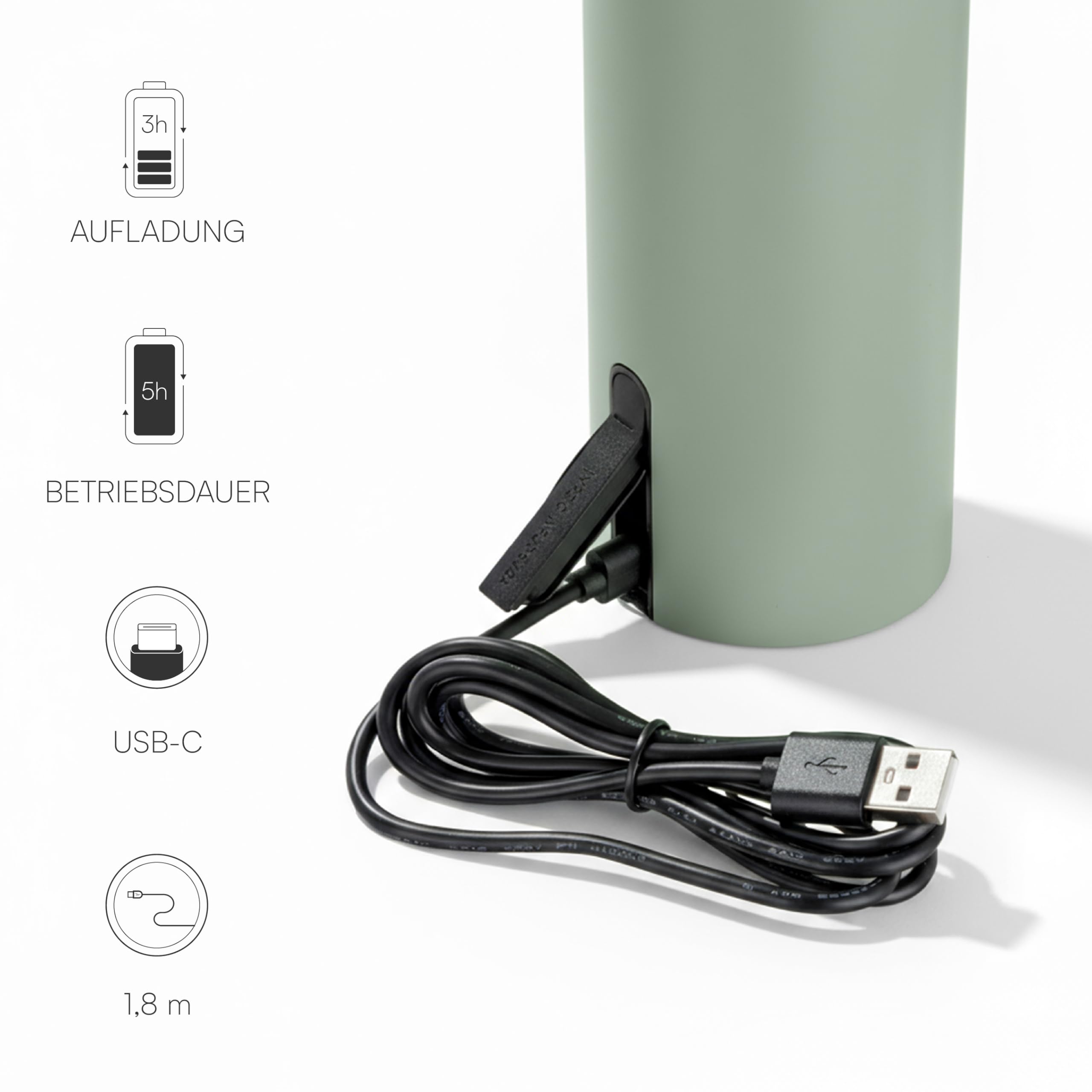 Baroni Home Lampada LED Fungo Senza Fili Verde 22 cm Ricaricabile