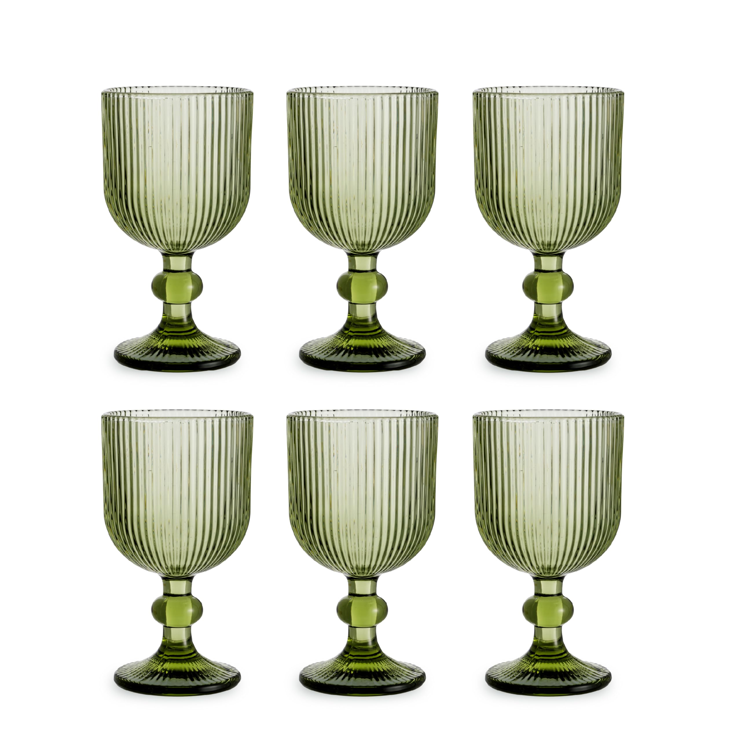 Baroni Home Set 6 Calici Vetro Verde Righe 20 CL