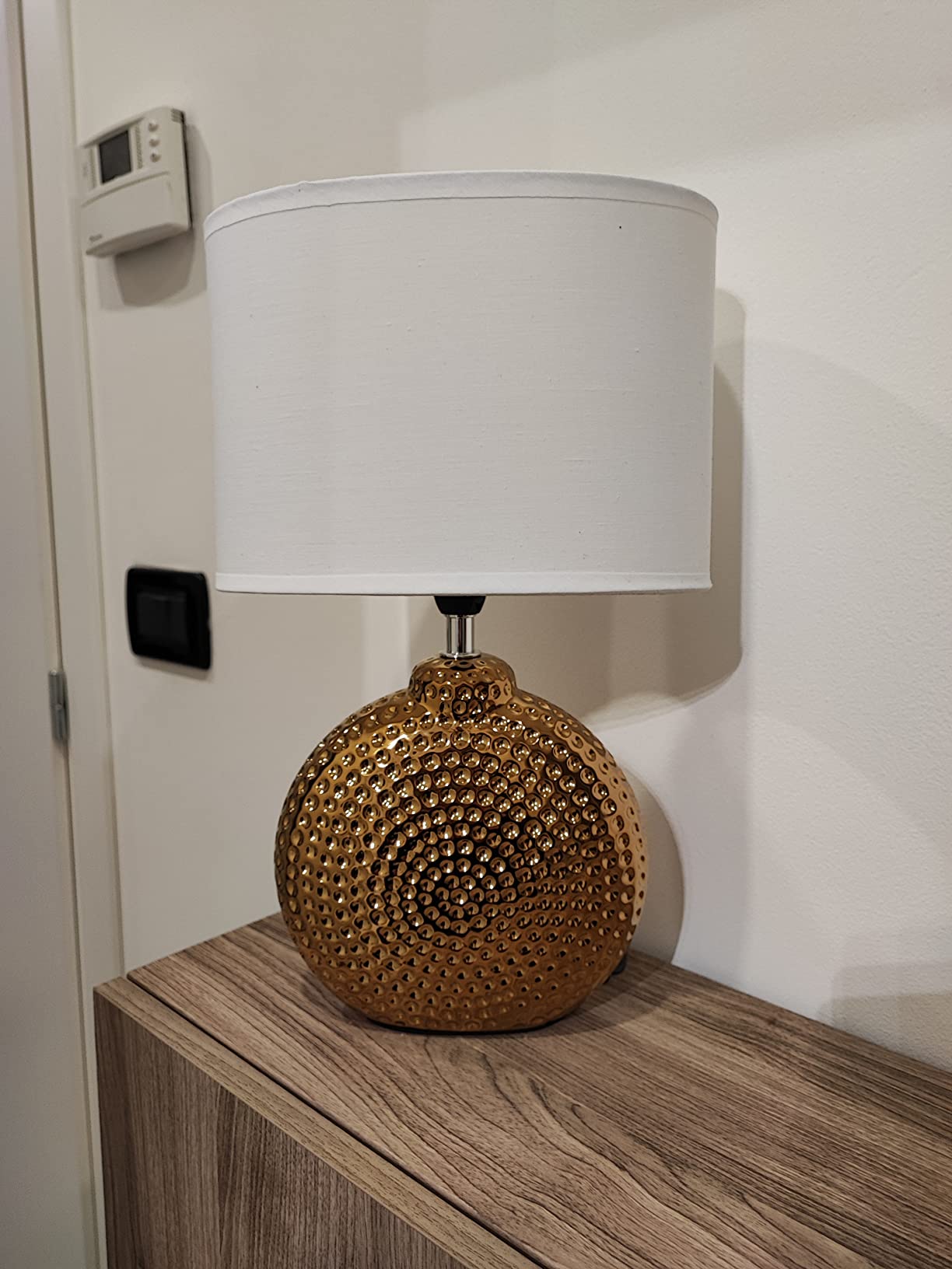 Baroni Home Lampada da Tavolo Sferica Oro in Ceramica 23x23x32 cm
