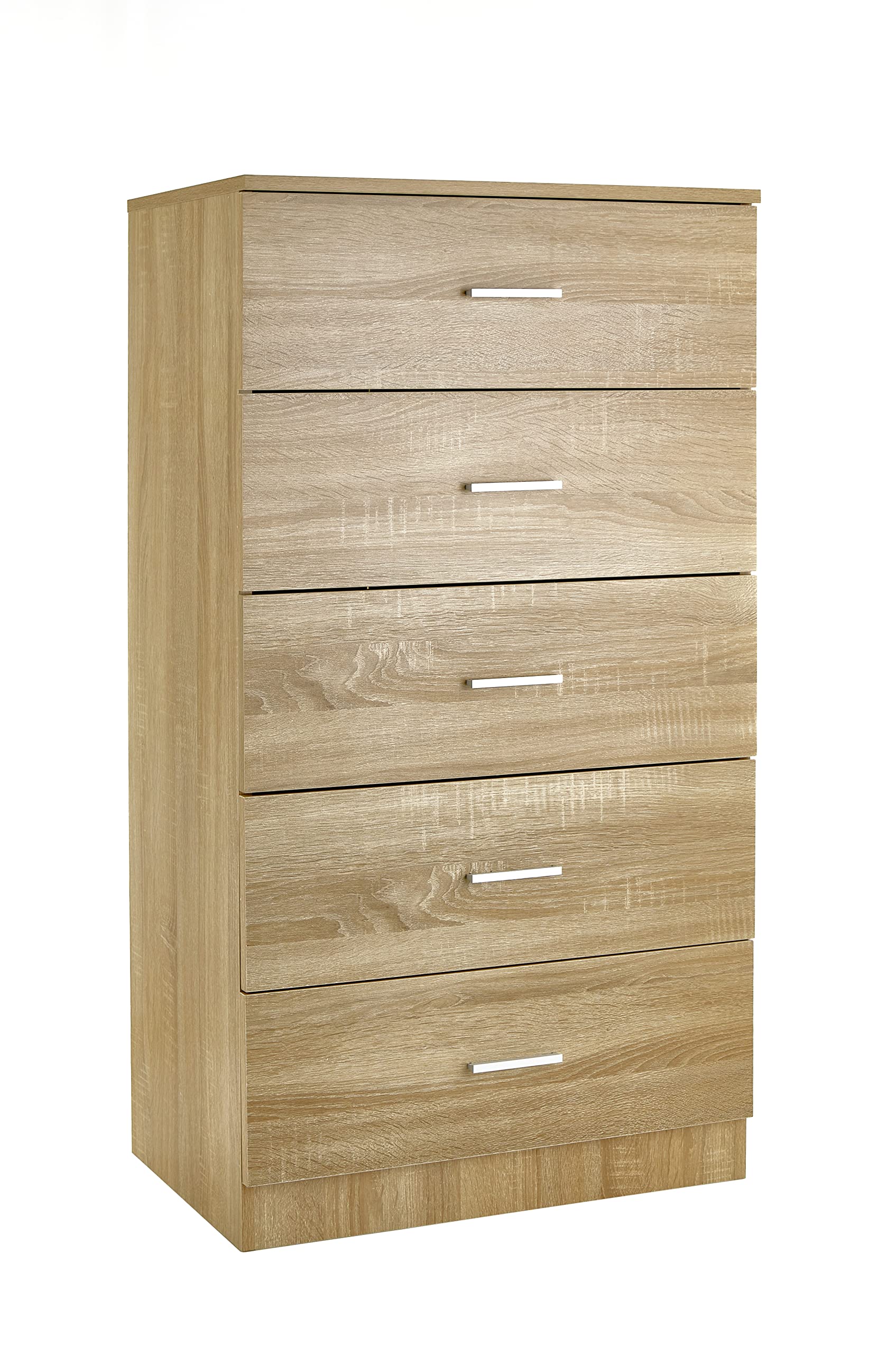 Baroni Home Cassettiera 5 Cassetti Bianca 60x40x110 in Nobilitato