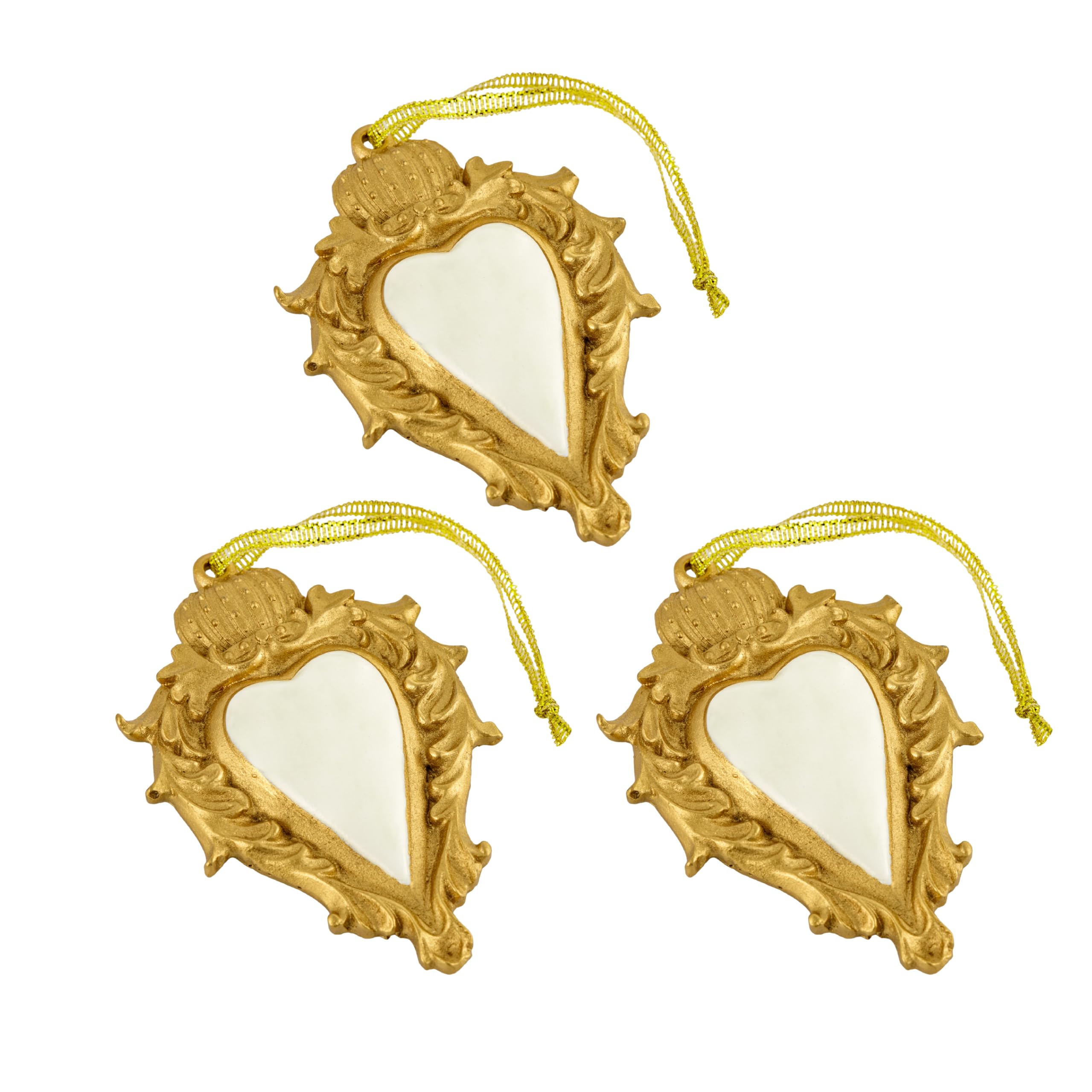 Baroni Home Sacro Cuore Ex Voto pendenti resina giallo set 3