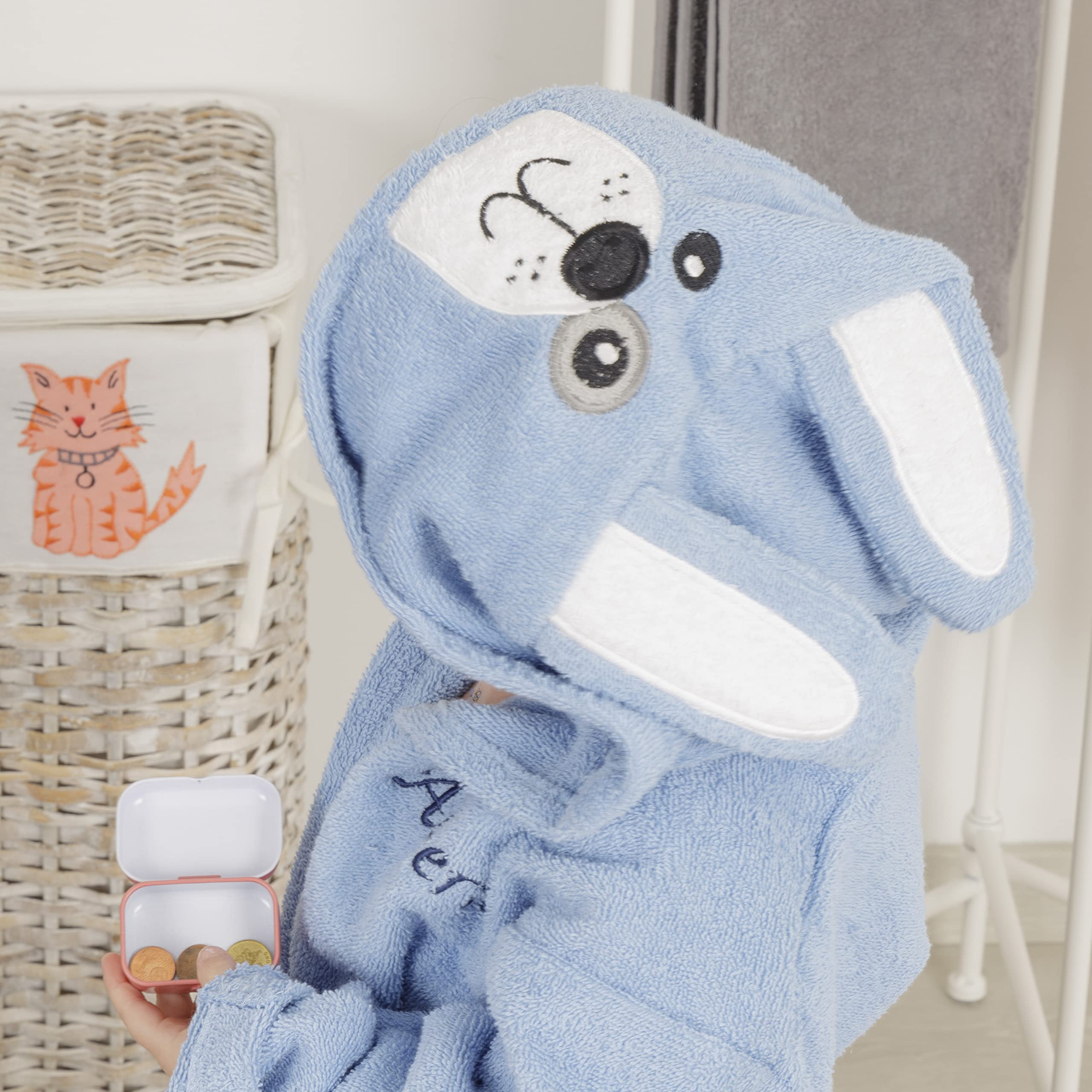 Baroni Home Accappatoio Bimbi con Cappuccio Cane in Cotone