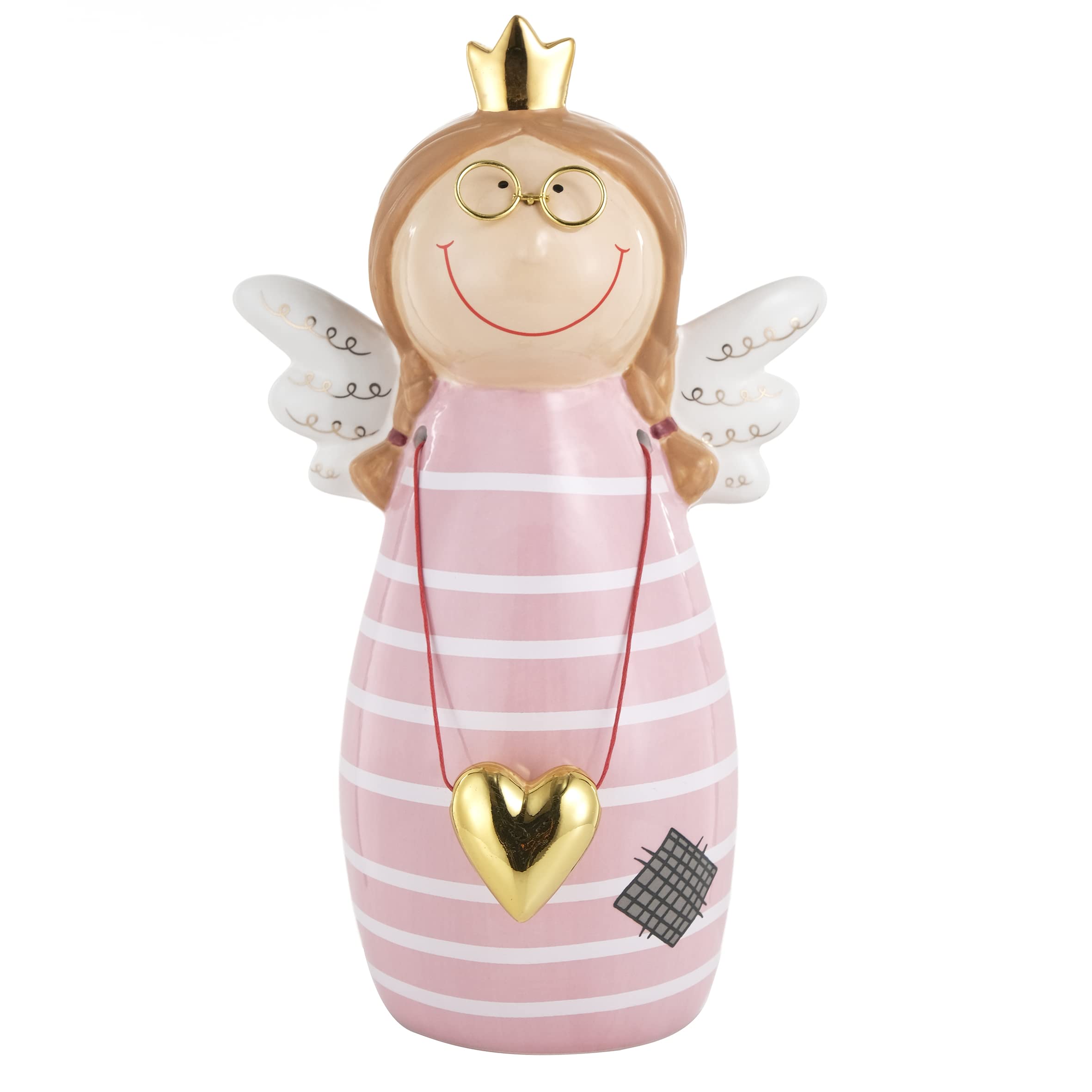 Baroni Home Statuetta Natalizia Ceramica Vestito Rosso 13x10x17 cm