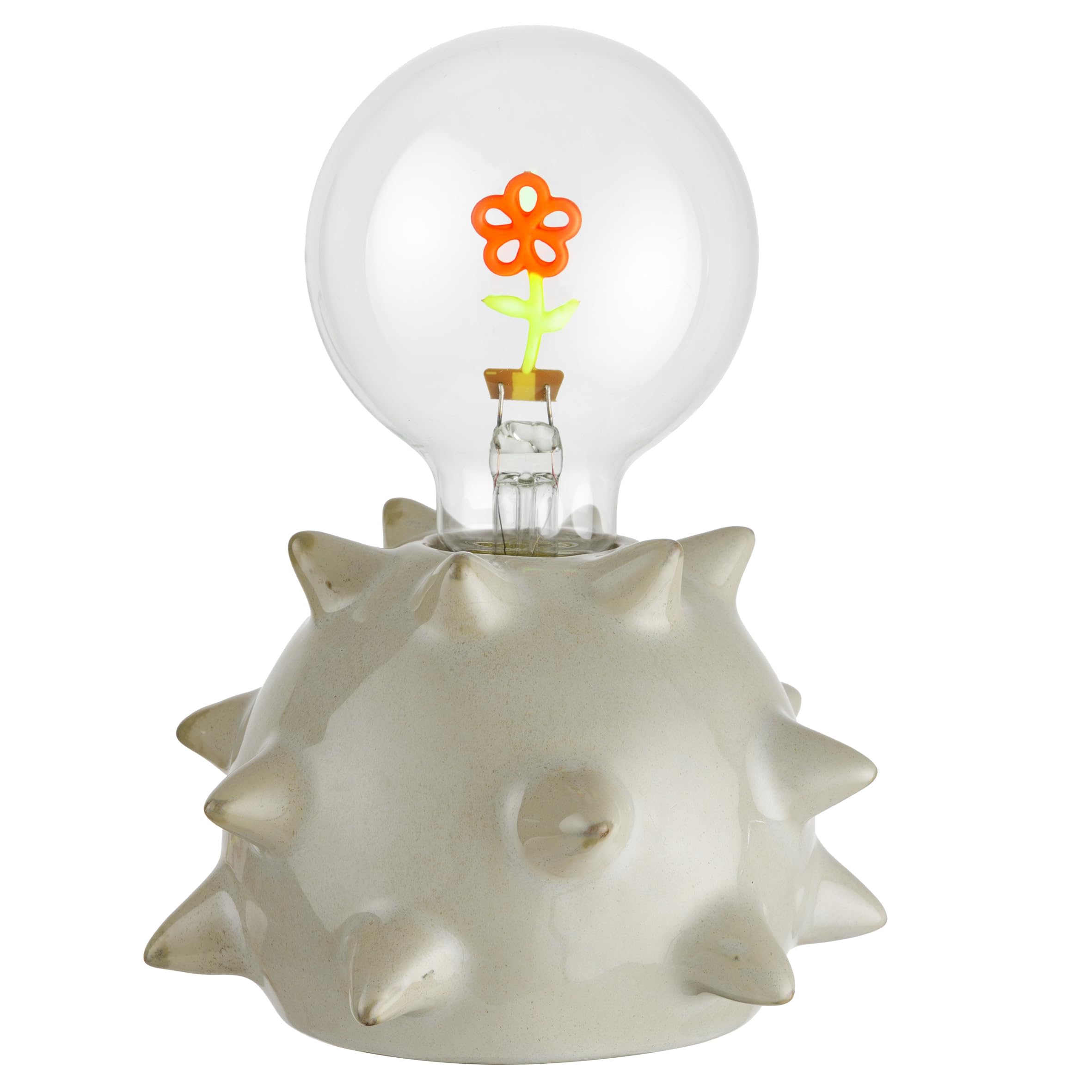 Baroni Home Lampada LED Ceramica Cilindrica Grigia 11x11x17 cm