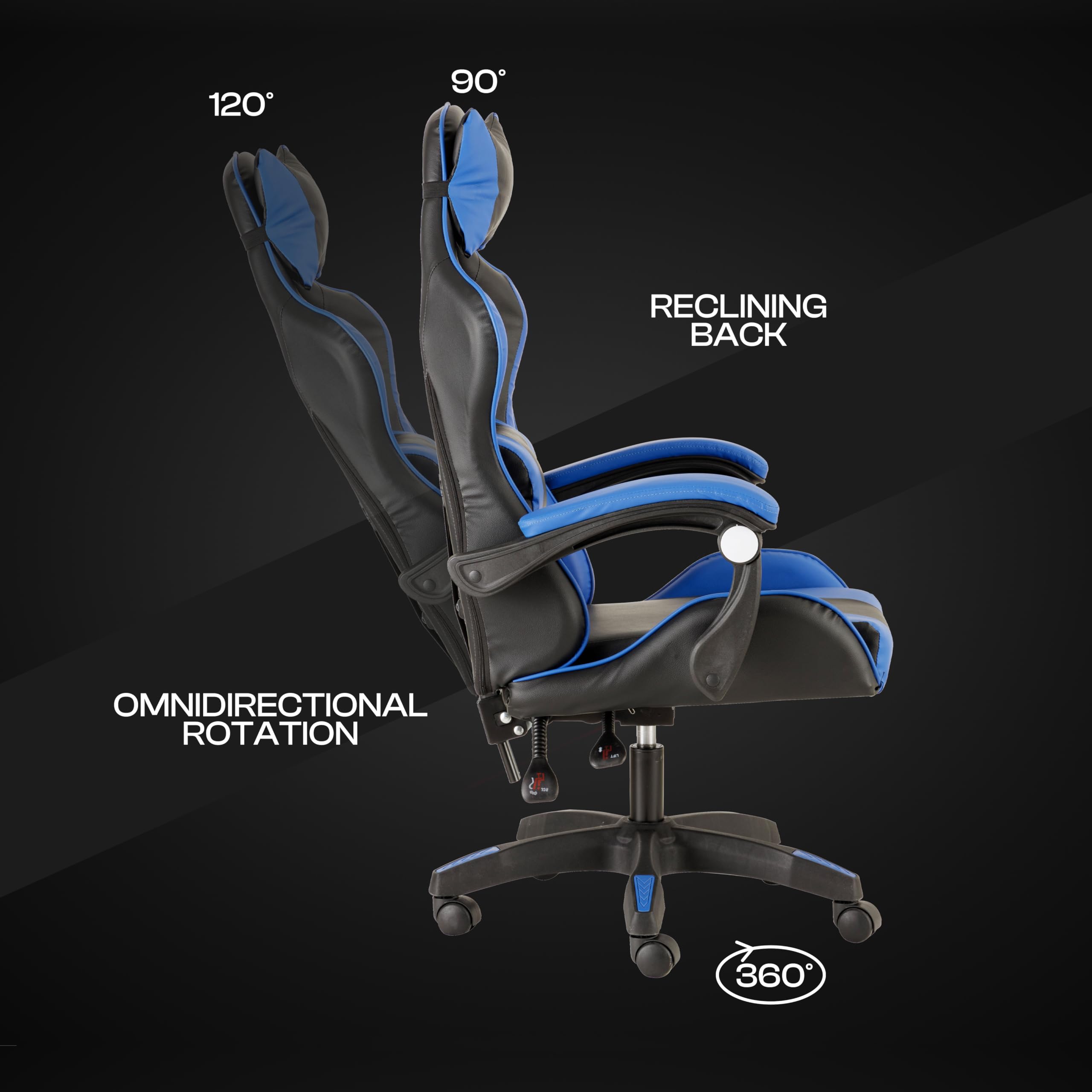 Baroni Home Sedia Gaming Ufficio Blu Ergonomica