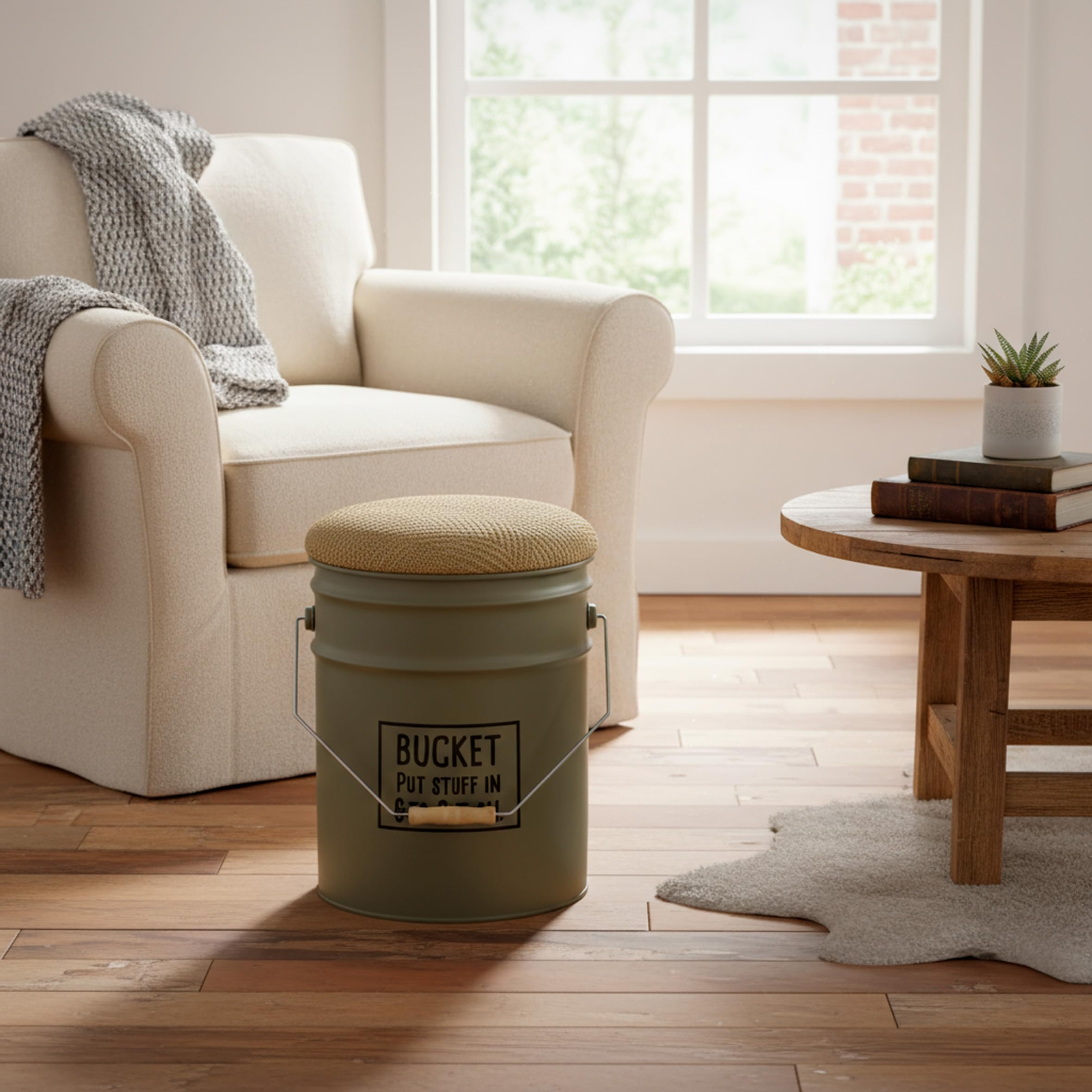 Baroni Home pouf contenitore tortora juta 40x31 cm