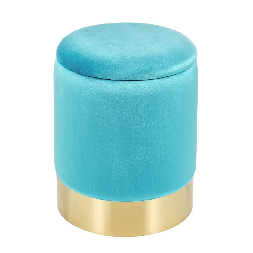 Baroni Home Pouf Contenitore Velluto Turchese 31x31x39 cm