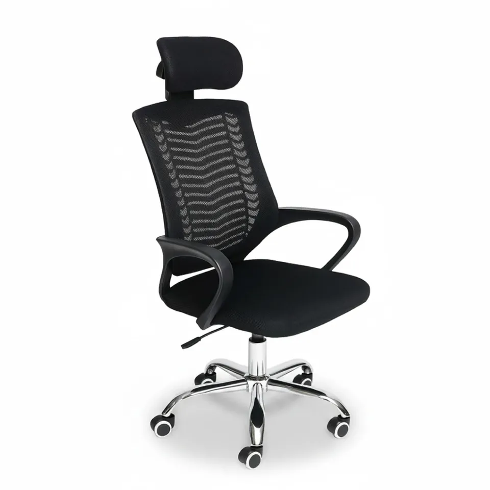 Baroni Home Sedia Ufficio Ergonomica Nera Braccioli Pieghevoli