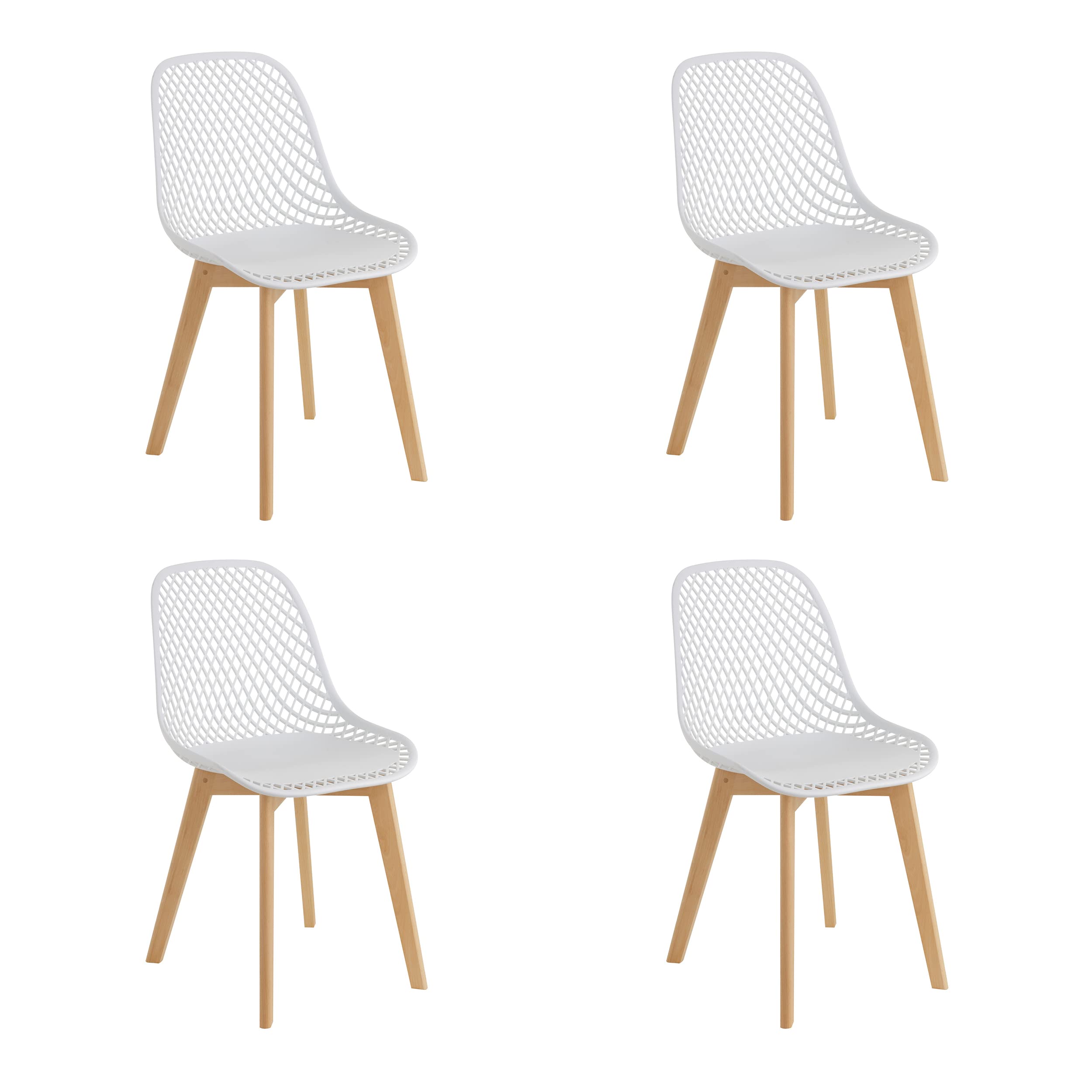Baroni Home Sedia Moderna Bianca Gambe Legno 4 Pezzi