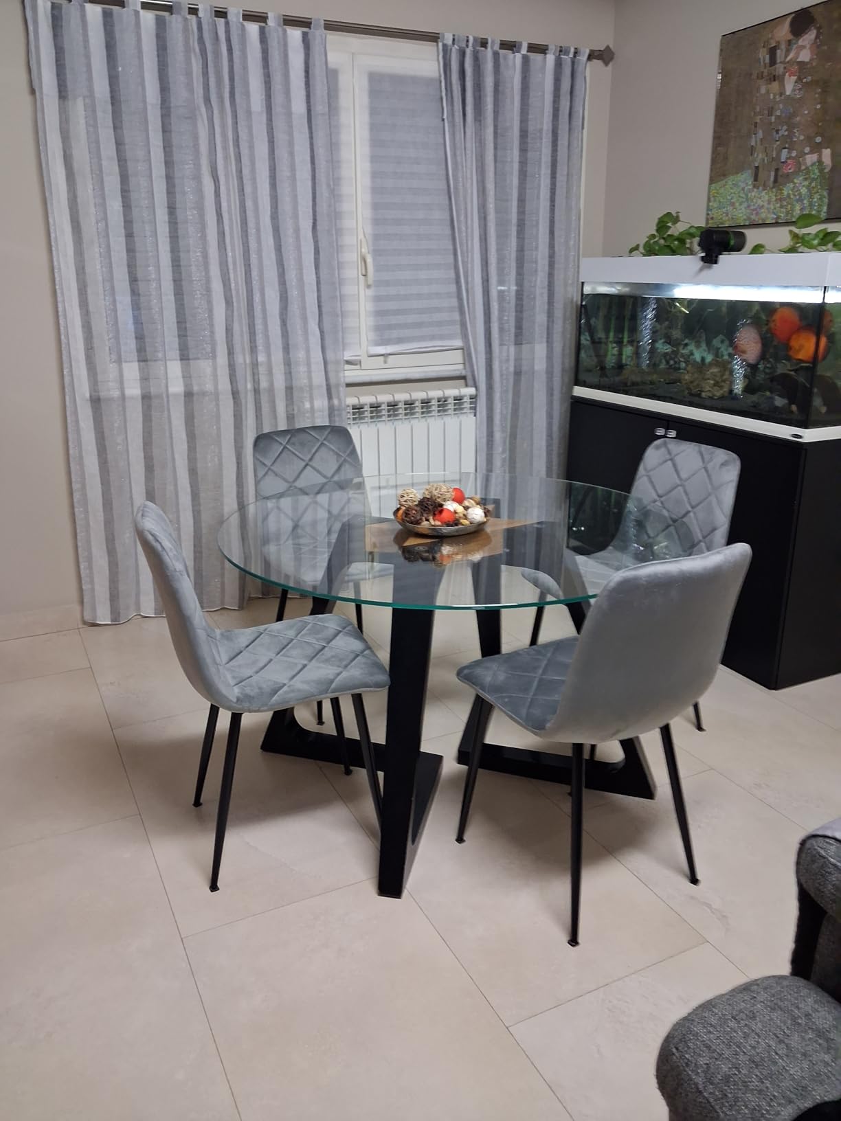 Baroni Home sedia in velluto rosa 52x44x85 cm gambe ferro