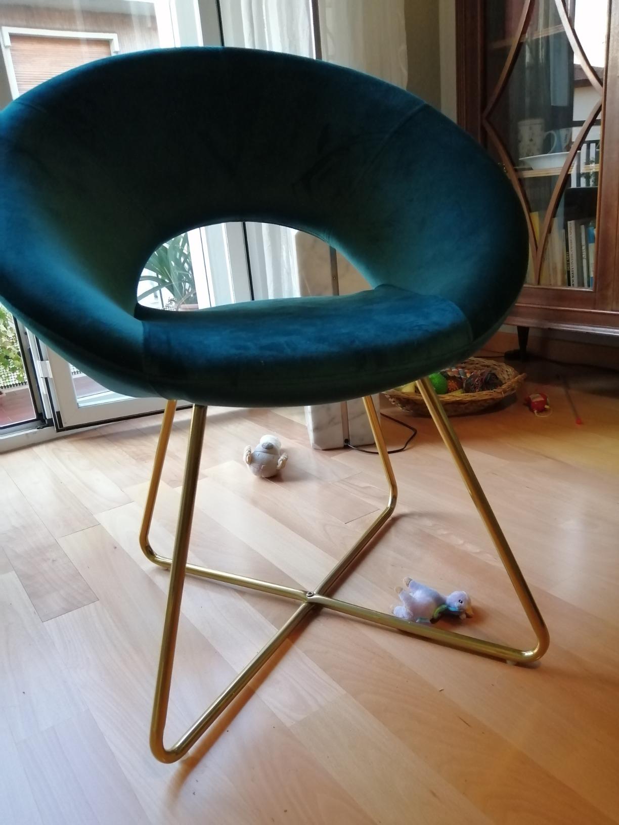 Baroni Home Montemaggi poltrona velluto petrolio gambe oro