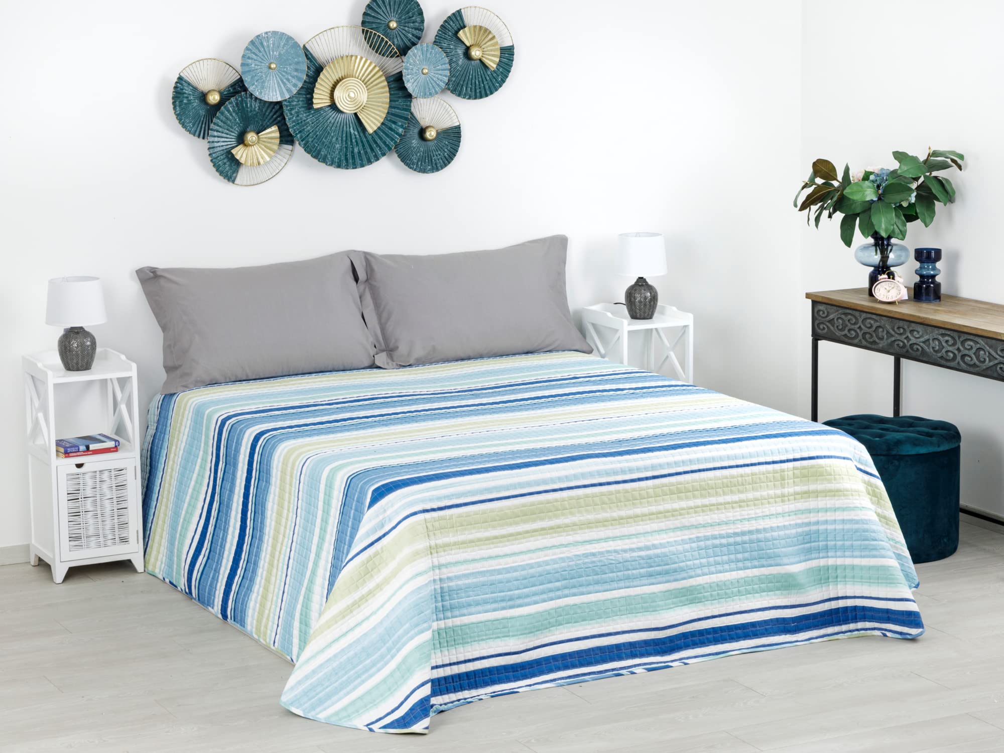 Baroni Home Luxury Trapuntino Righe Tortora 250x260 Anallergico