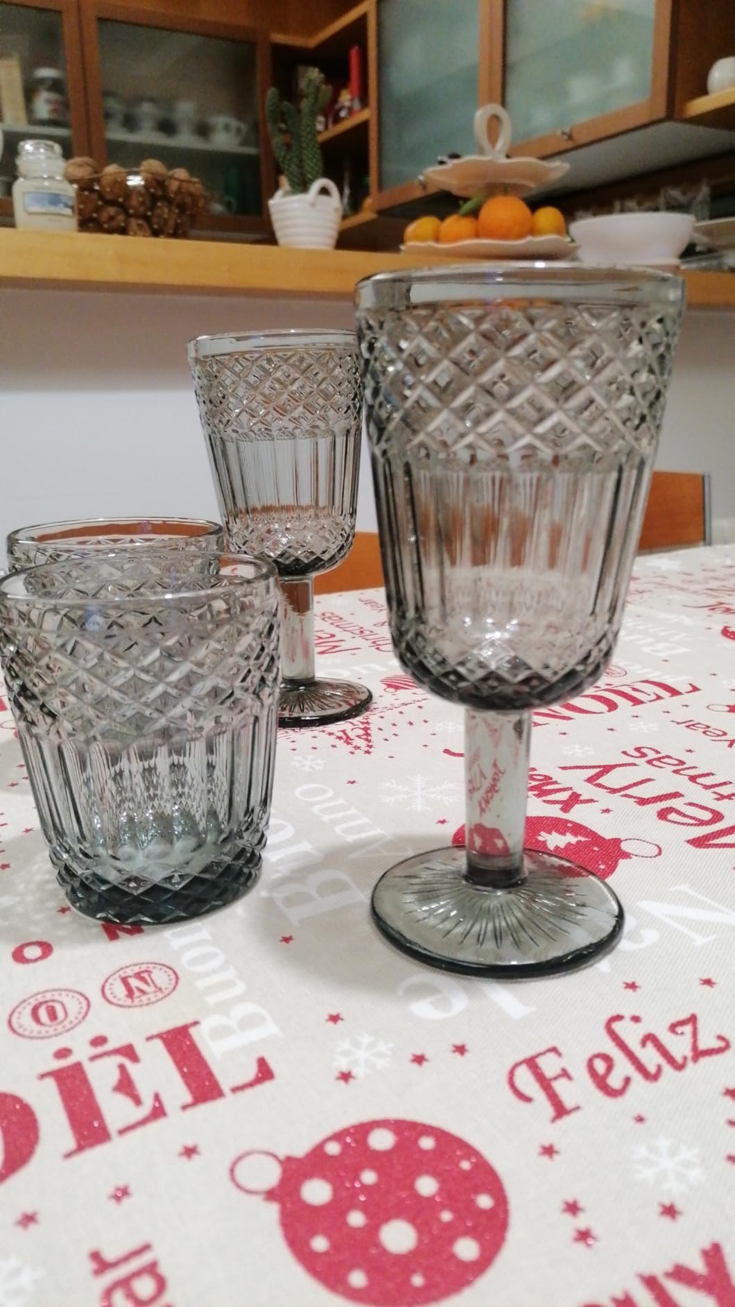 Baroni Home Set Bicchieri Vetro Fumé 30 CL 6 Pezzi Rilievo