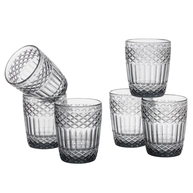 Baroni Home Set Bicchieri Vetro Fumé 30 CL 6 Pezzi Rilievo