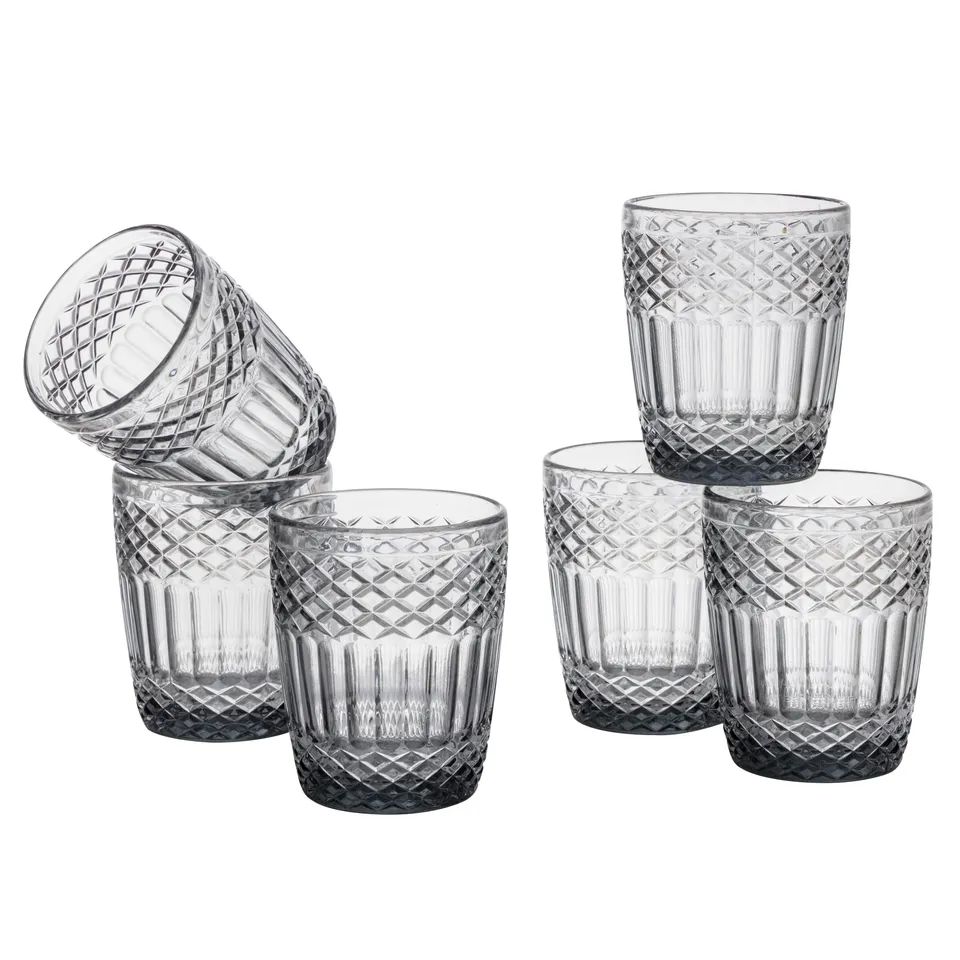 Baroni Home Set Bicchieri Vetro Fumé 30 CL 6 Pezzi Rilievo