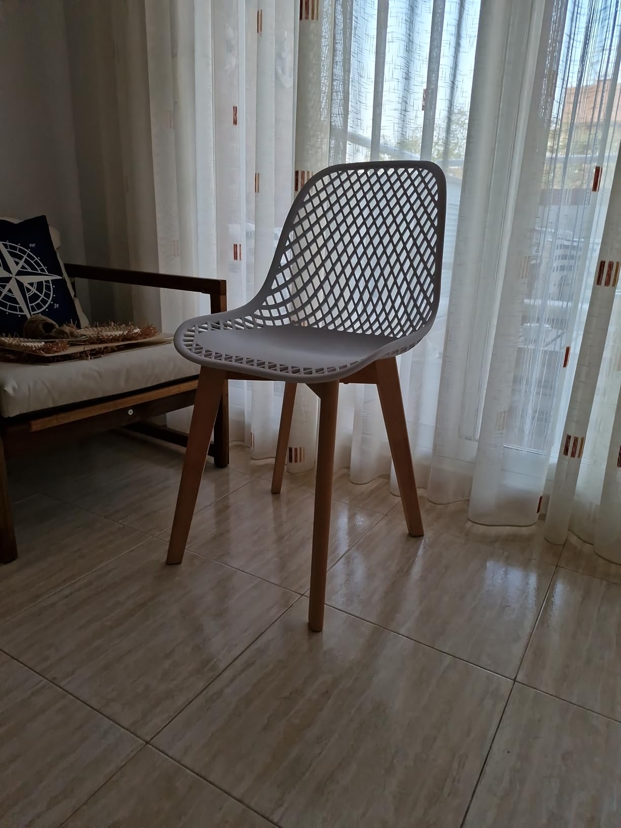 Baroni Home Sedia Moderna Bianca Gambe Legno 4 Pezzi