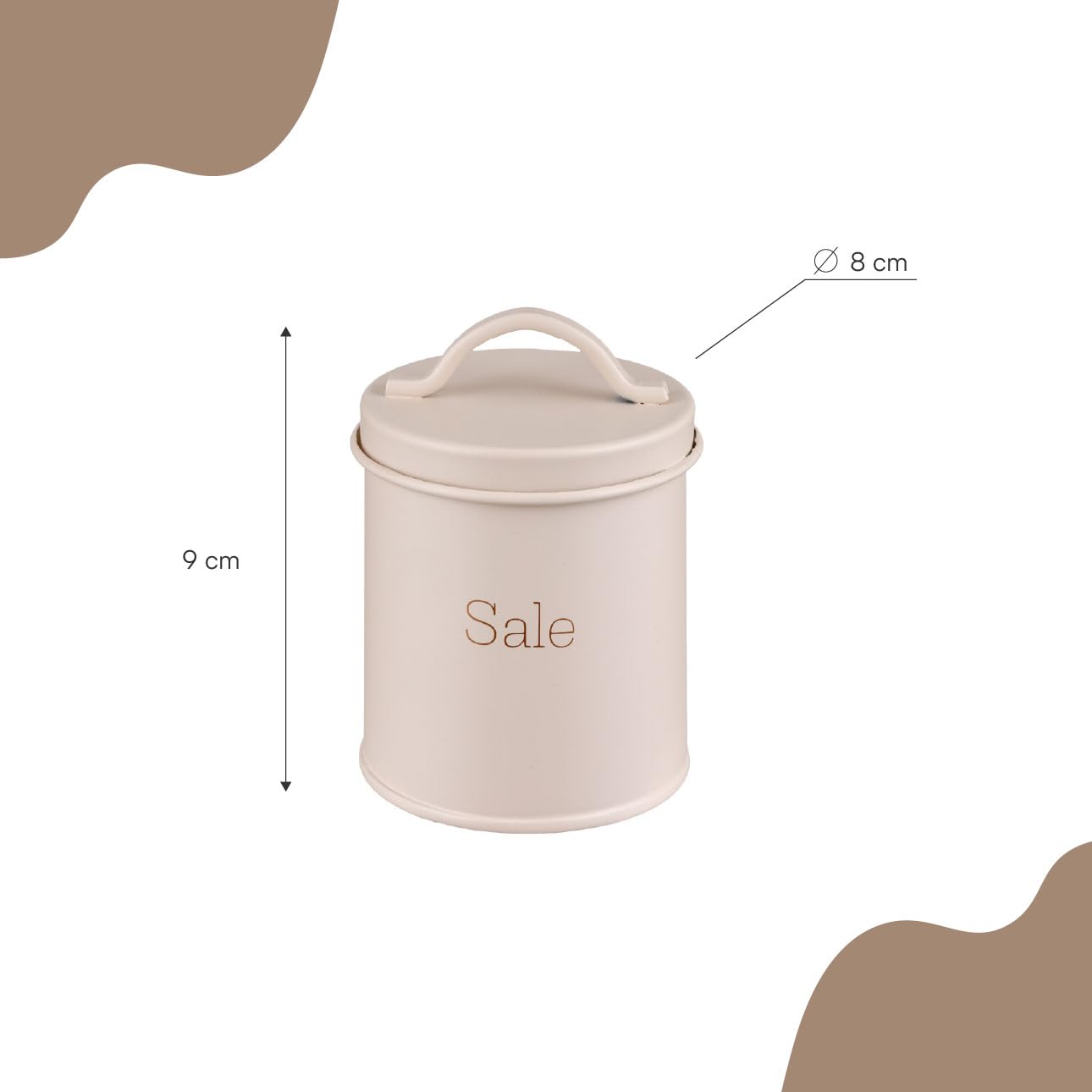 Baroni Home Set 3 Barattoli Cucina Metallo Beige 8x8x9 cm