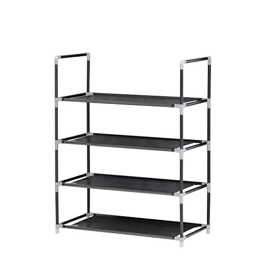 Baroni Home scarpiera salvaspazio nera 4 ripiani 57x28x72 cm
