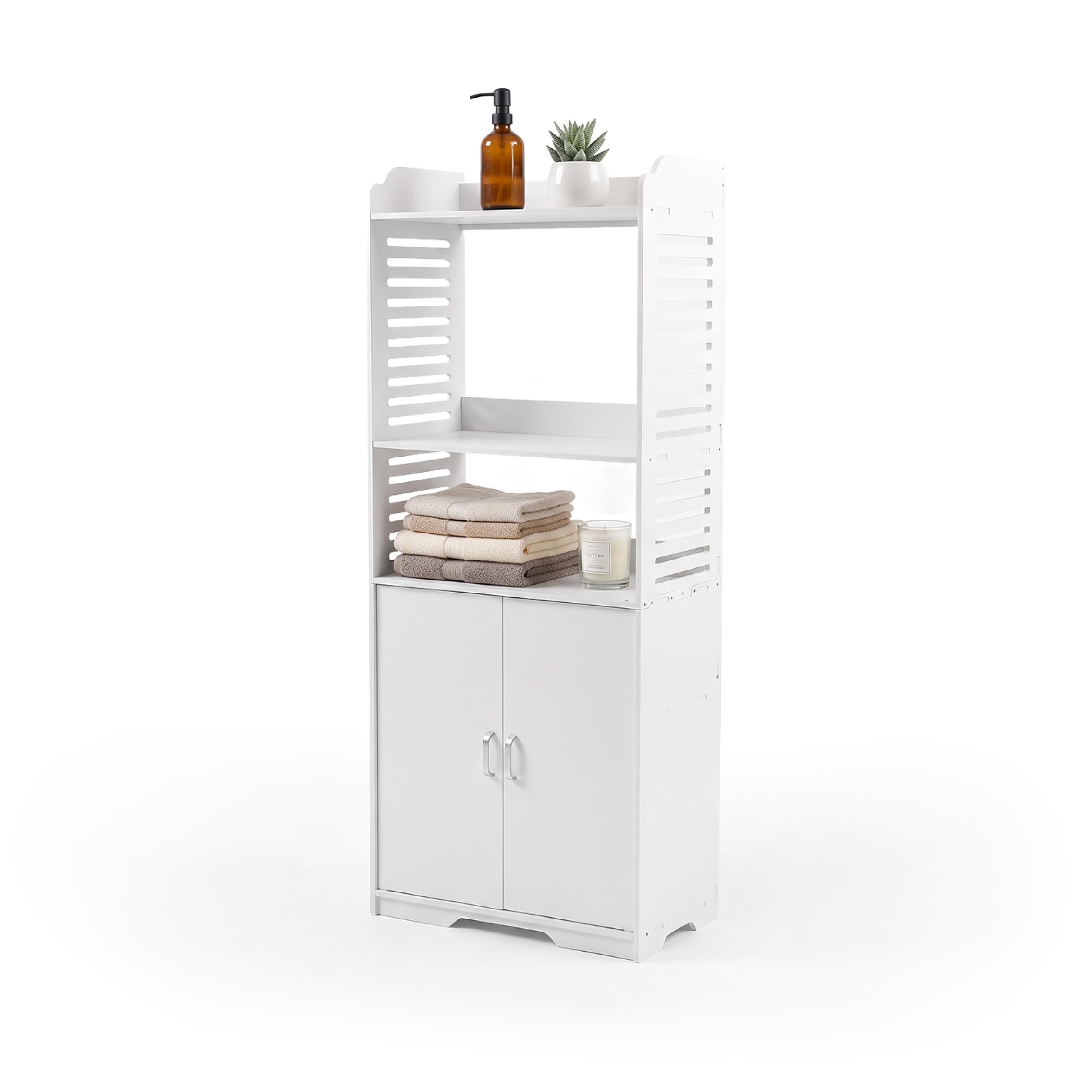 Baroni Home Mobiletto Bagno 2 Ante Alte 3 Ripiani 45x25x90 cm