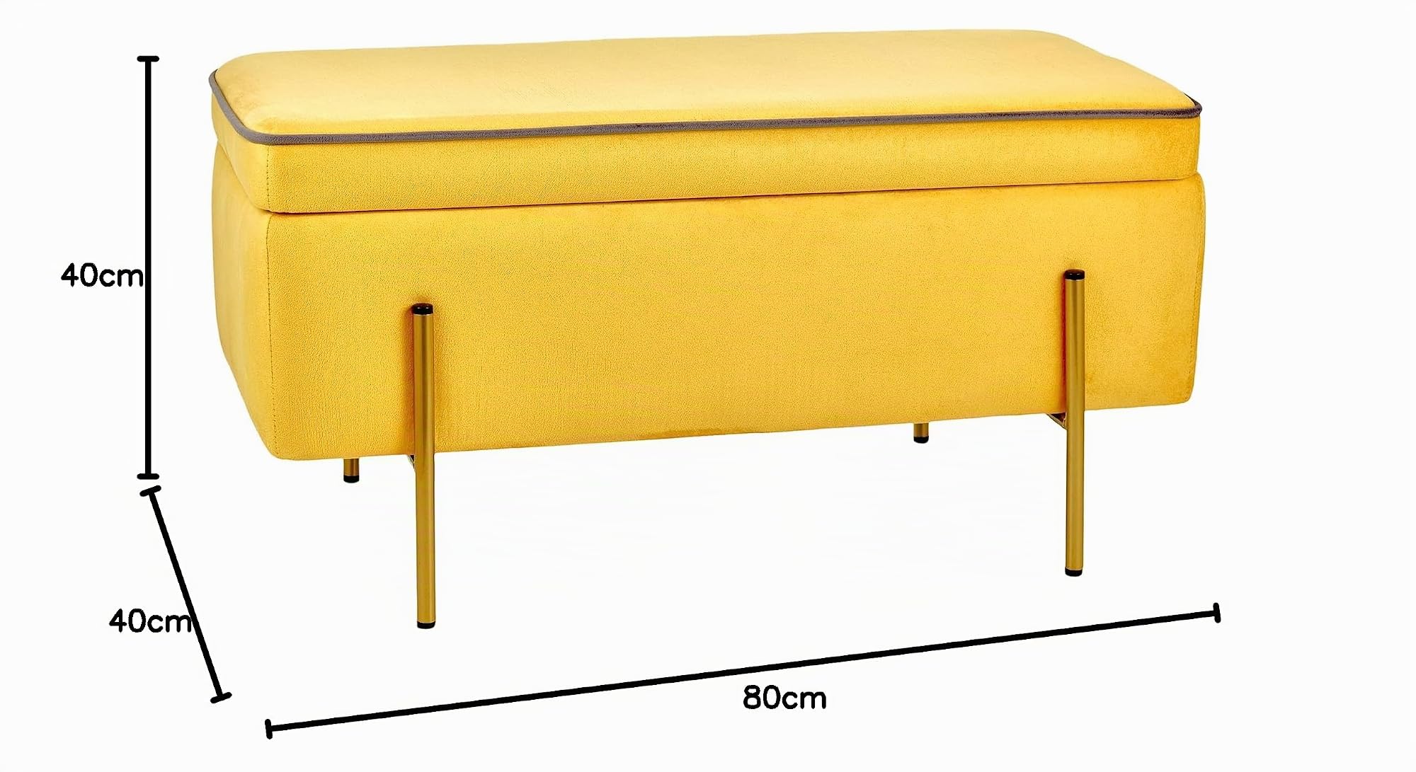 Baroni Home Cassapanca Pieghevole Gialla 80x40x40 cm Velluto