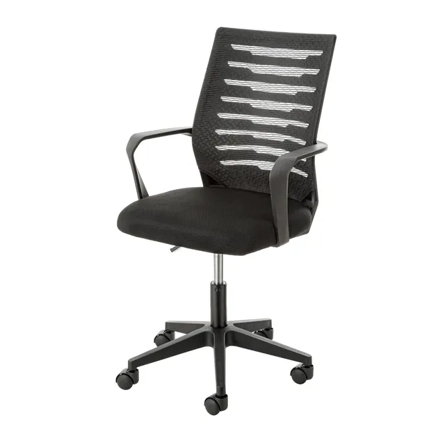 Baroni Home sedia ufficio nera girevole 98 cm con braccioli