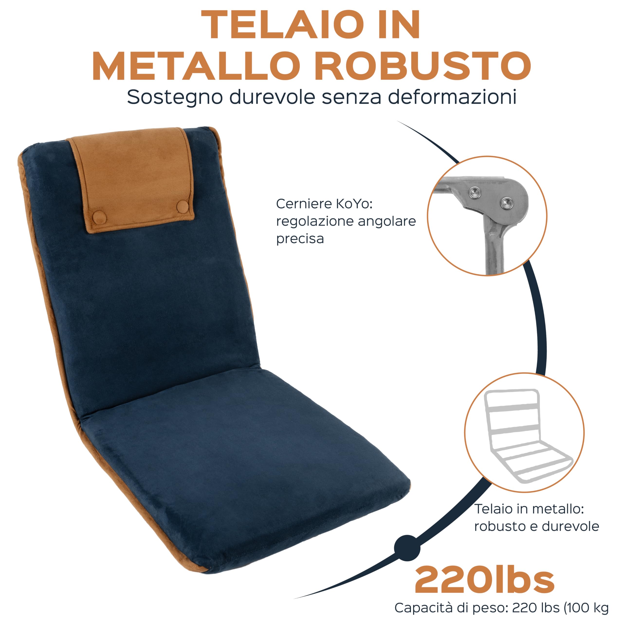 bonVIVO poltrona da terra regolabile imbottita blu lettura