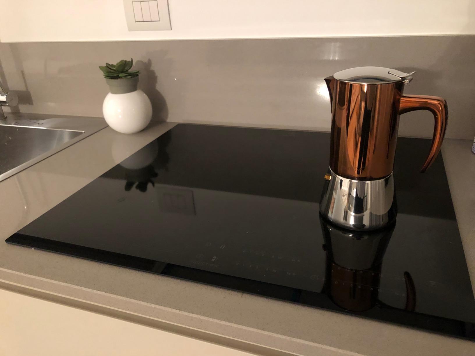 bonVIVO Moka 2 Tazze 100 ml Rame Induzione Acciaio Inox