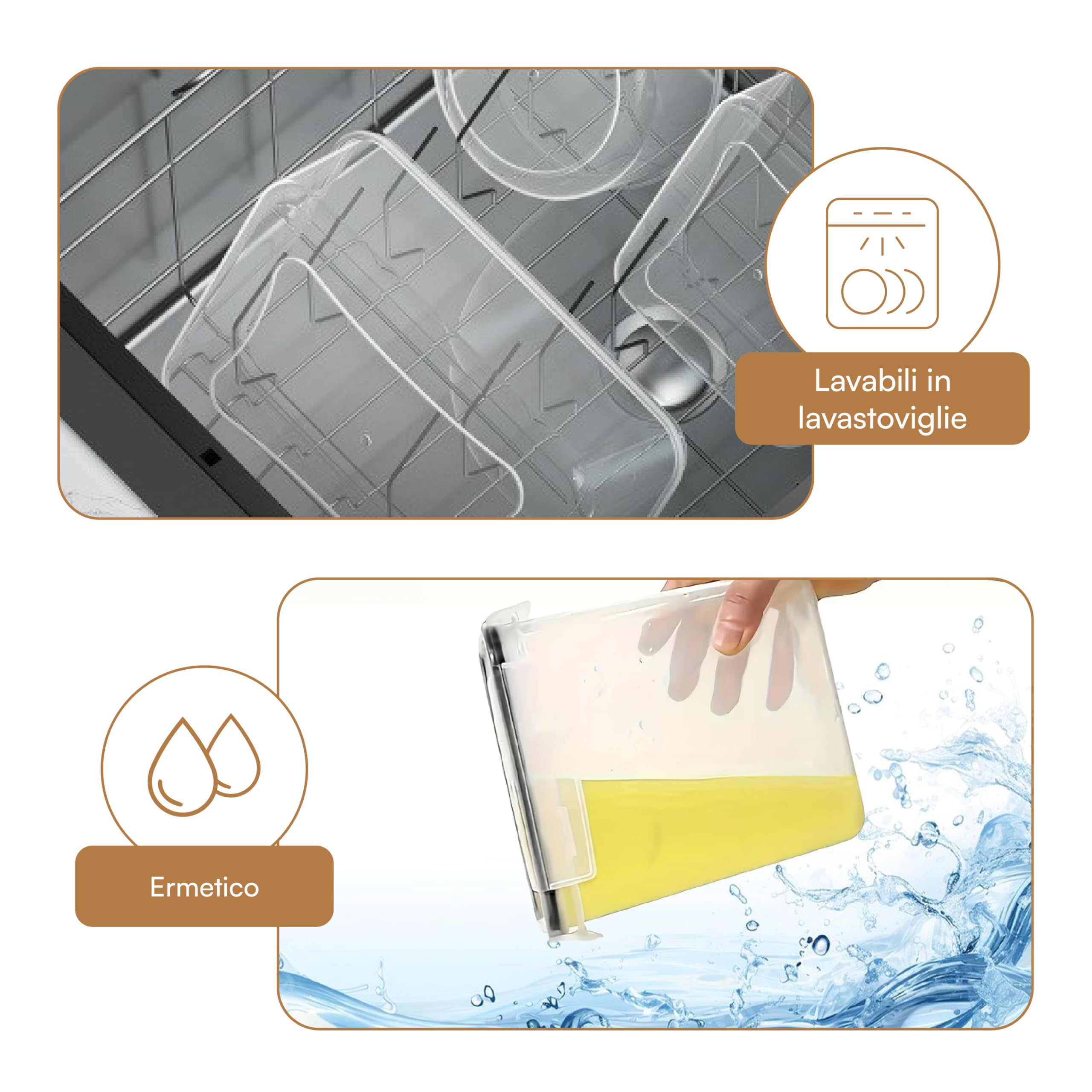 Baroni Home Set 10 Contenitori Ermetici 1,4L Senza BPA