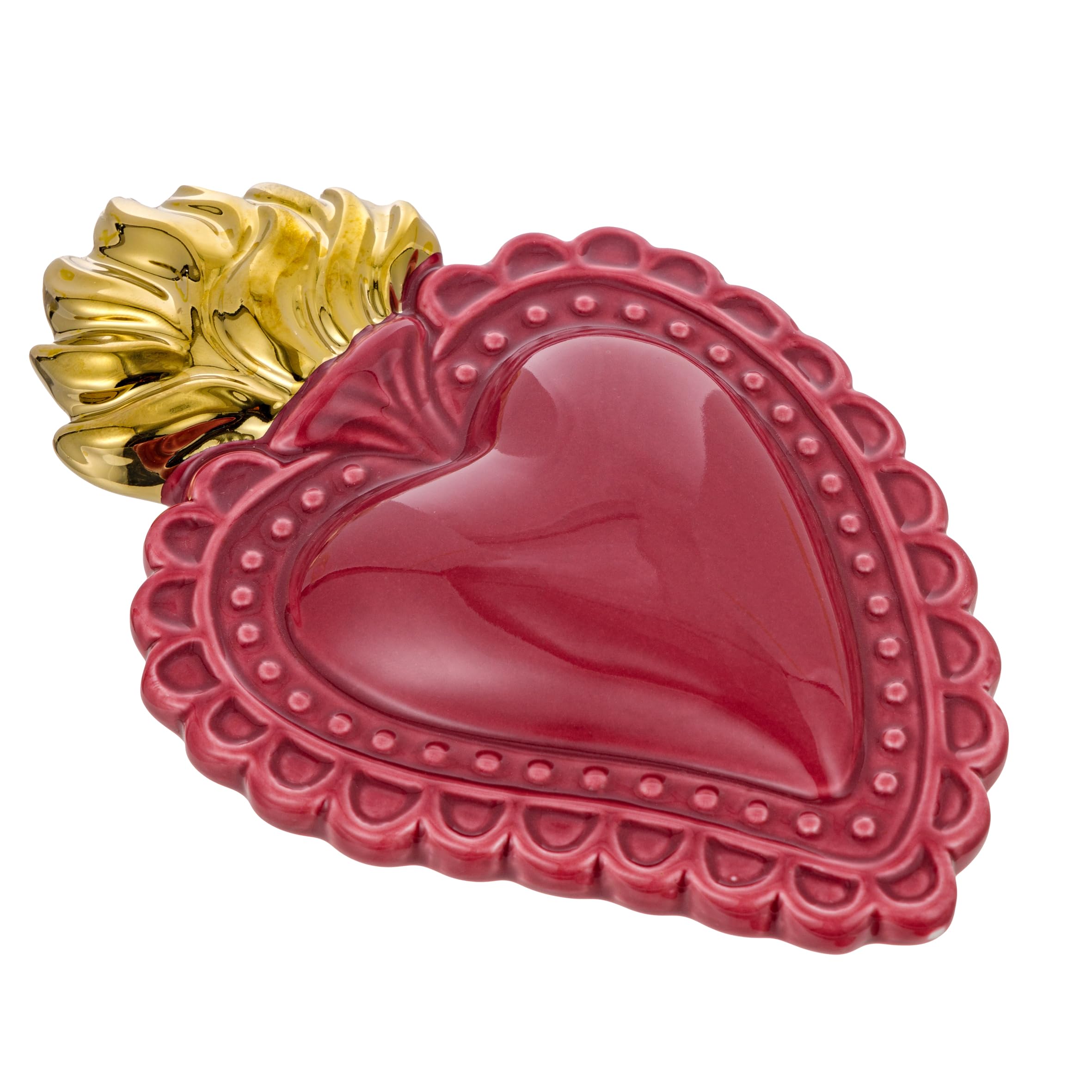 Baroni Home Cuore Sacro Ex-Voto Ceramica Panna 16x11 cm