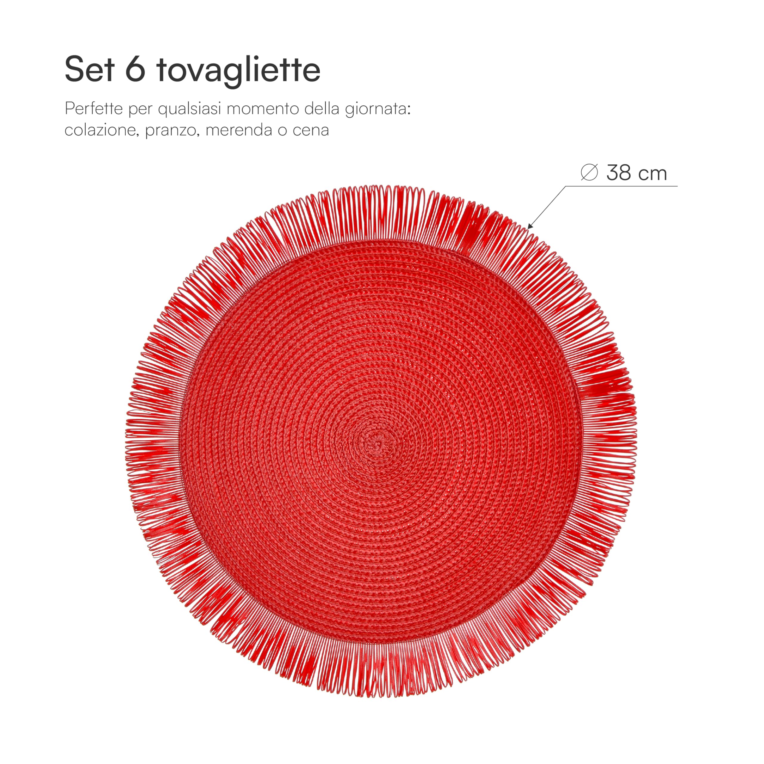 Baroni Home Set 6 tovagliette tonde paglia rossa 38 cm