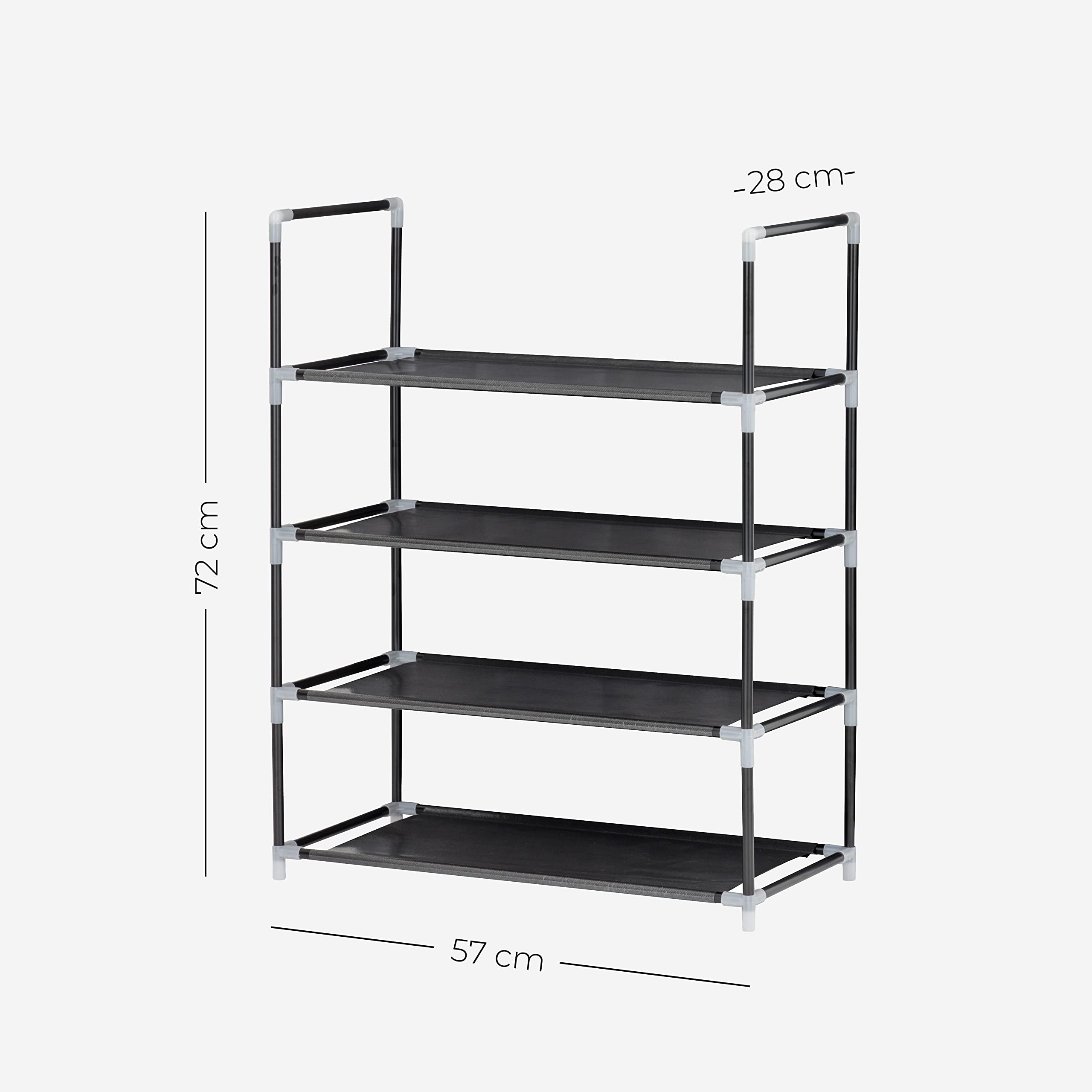 Baroni Home scarpiera salvaspazio nera 4 ripiani 57x28x72 cm