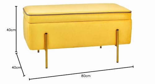 Baroni Home Cassapanca Pieghevole Gialla 80x40x40 cm Velluto