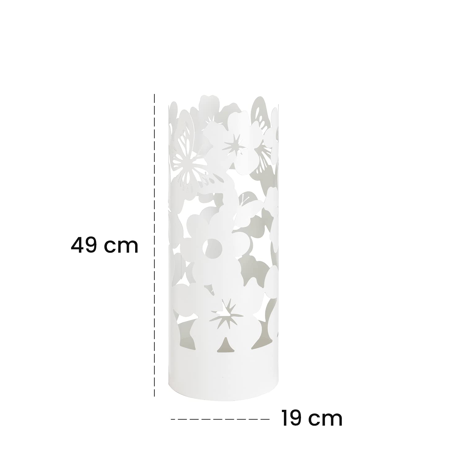 Baroni Home Portaombrelli Flowers Bianco Metallo 19x19x49