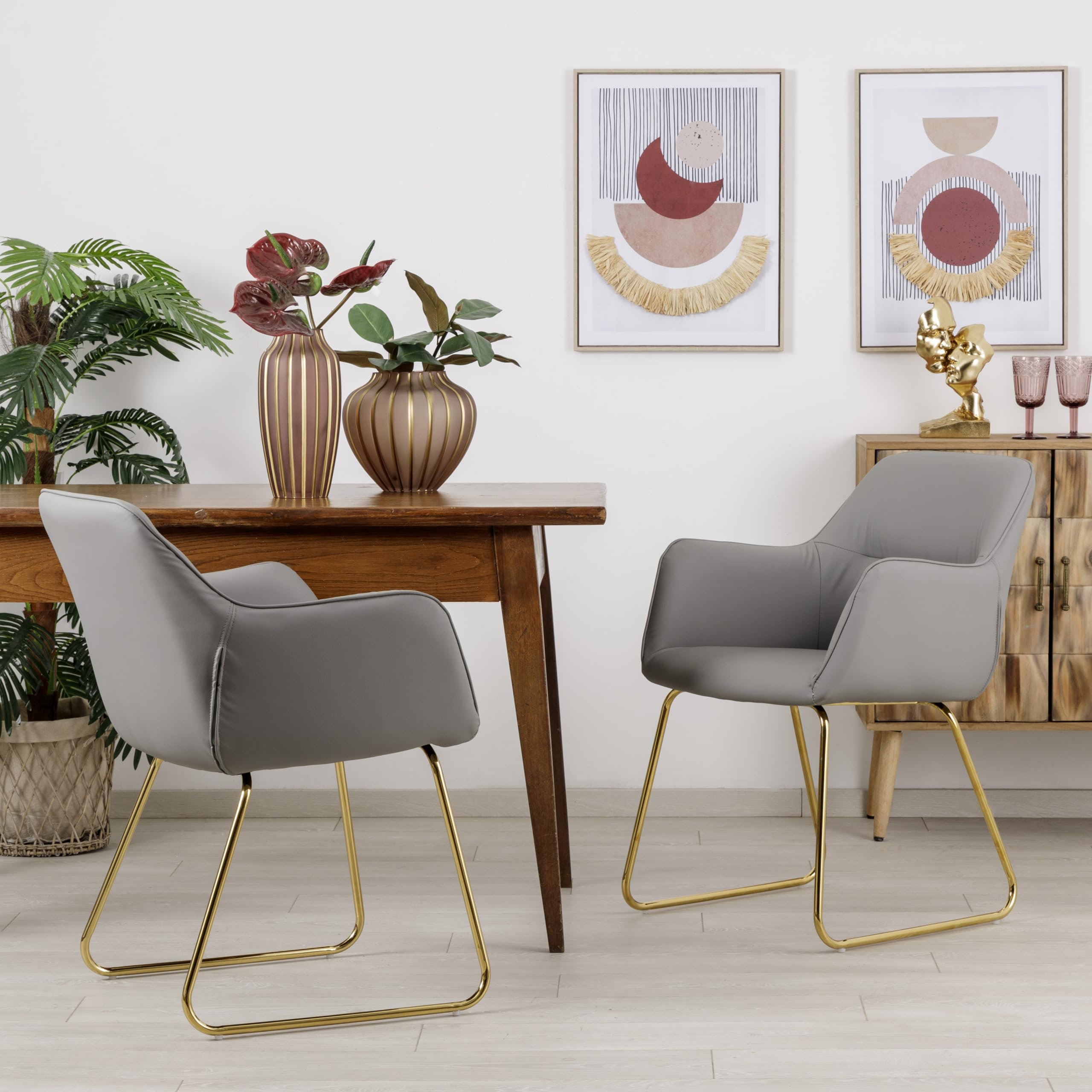 Baroni Home Poltrona Moderna poltrona grigia ecopelle 55x84x47 cm