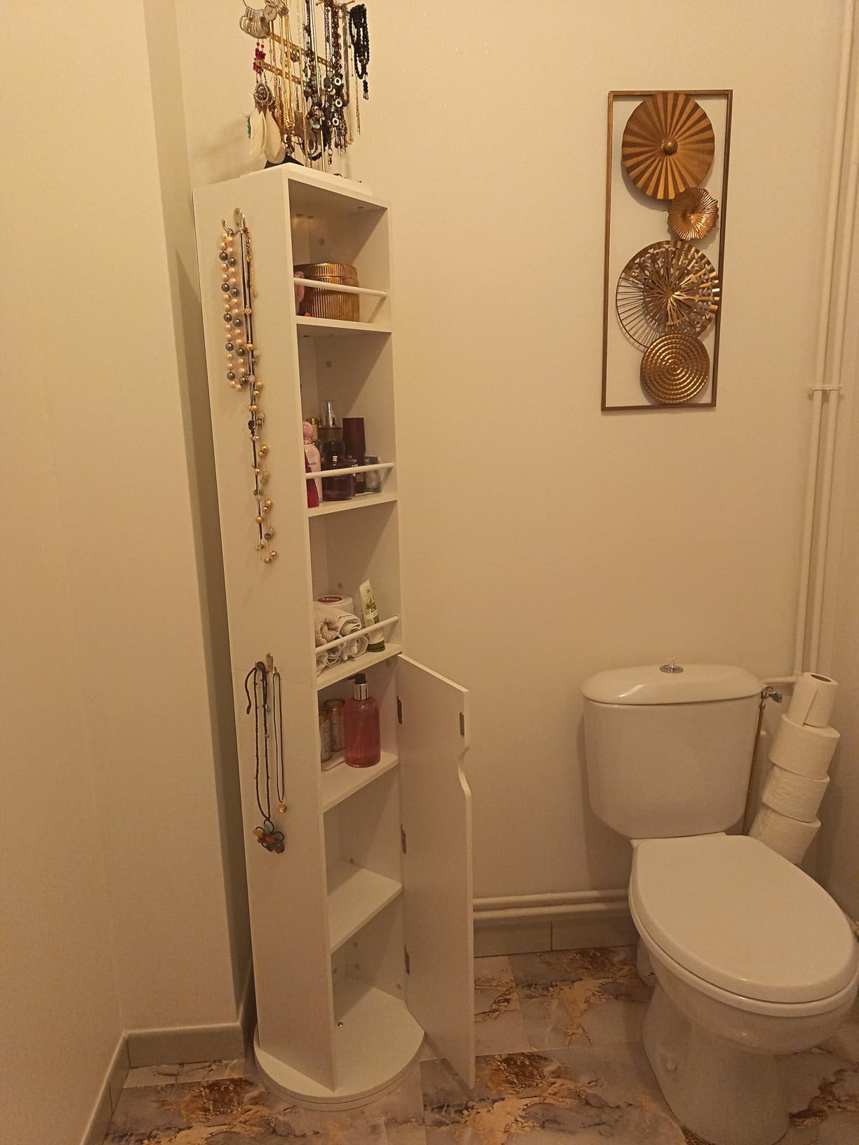 Baroni Home Specchio Girevole Colonnina Mobile Bianco 169 cm