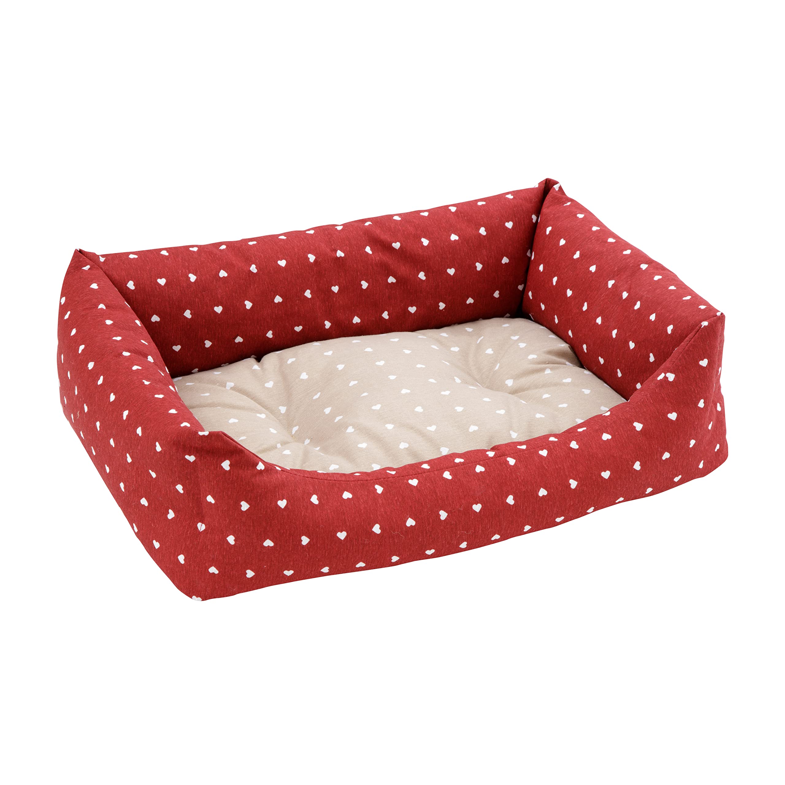 Baroni Home cuccia cane rettangolare rossa cuori 60x70 cm